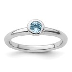 Quality Gold Inc. Sterling Silver Stackable Round Bezel Aquamarine Ring