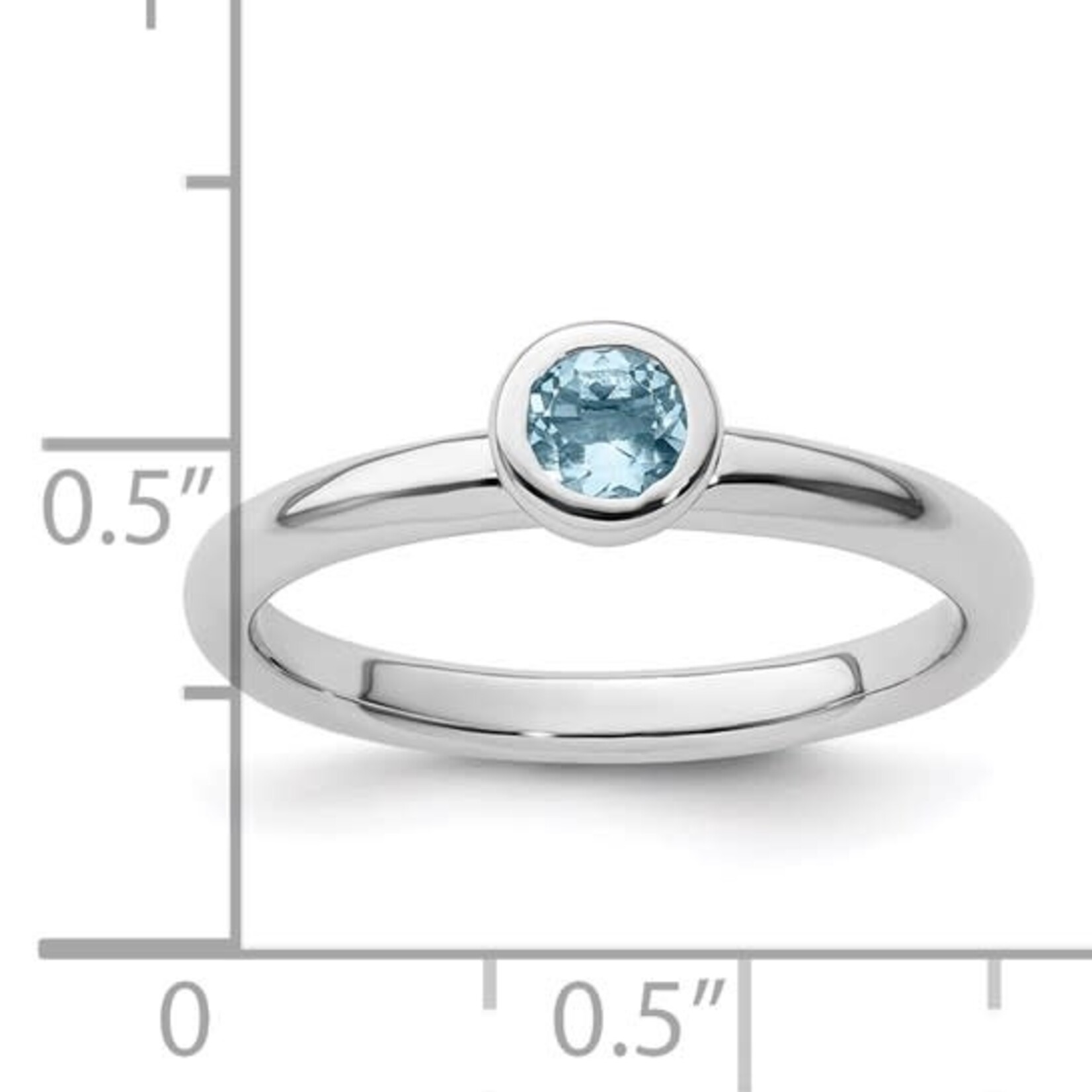 Quality Gold Inc. Sterling Silver Stackable Round Bezel Aquamarine Ring