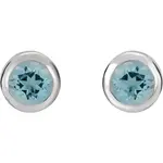 Sterling Silver Imitation Aquamarine Bezel-Set Earrings