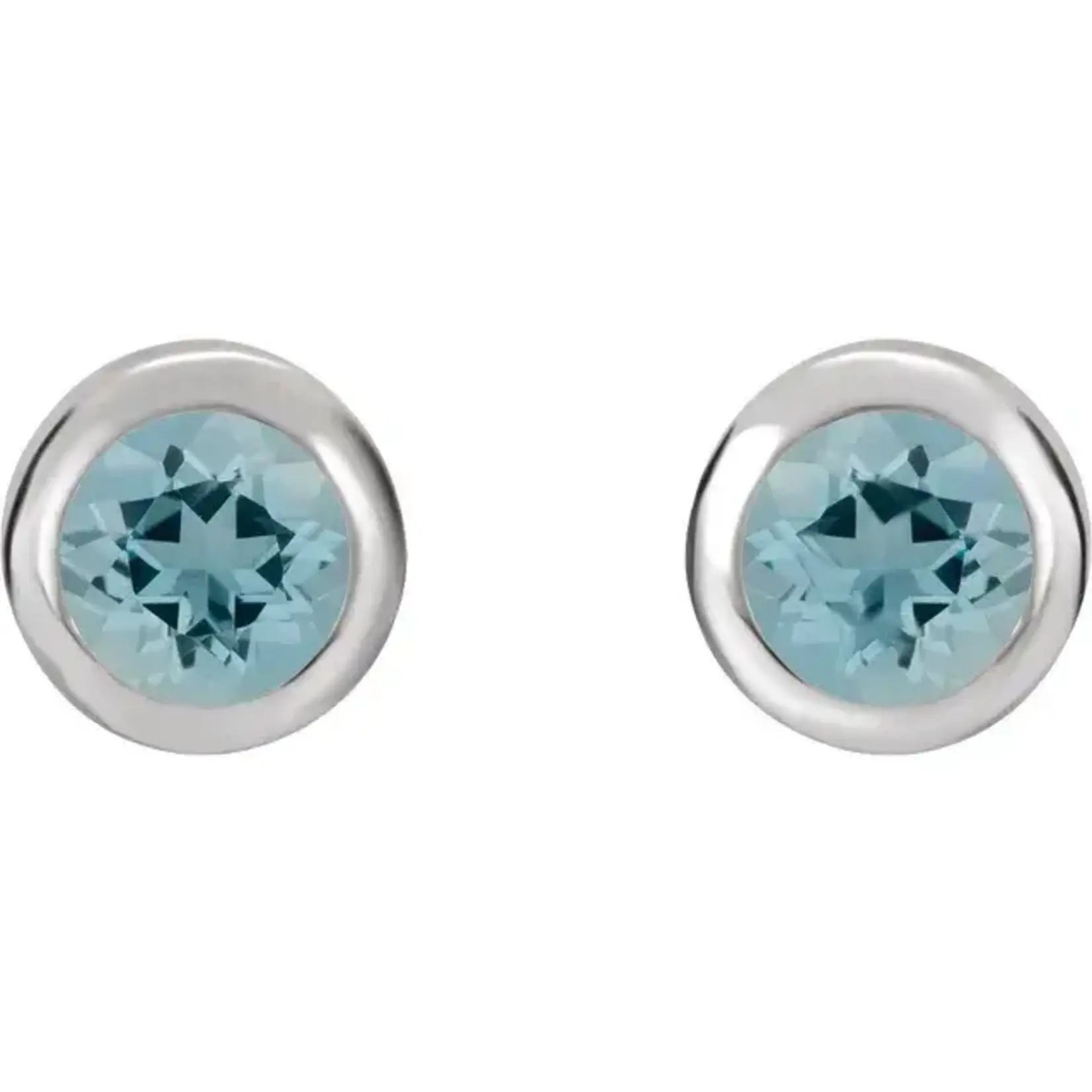 Sterling Silver Imitation Aquamarine Bezel-Set Earrings