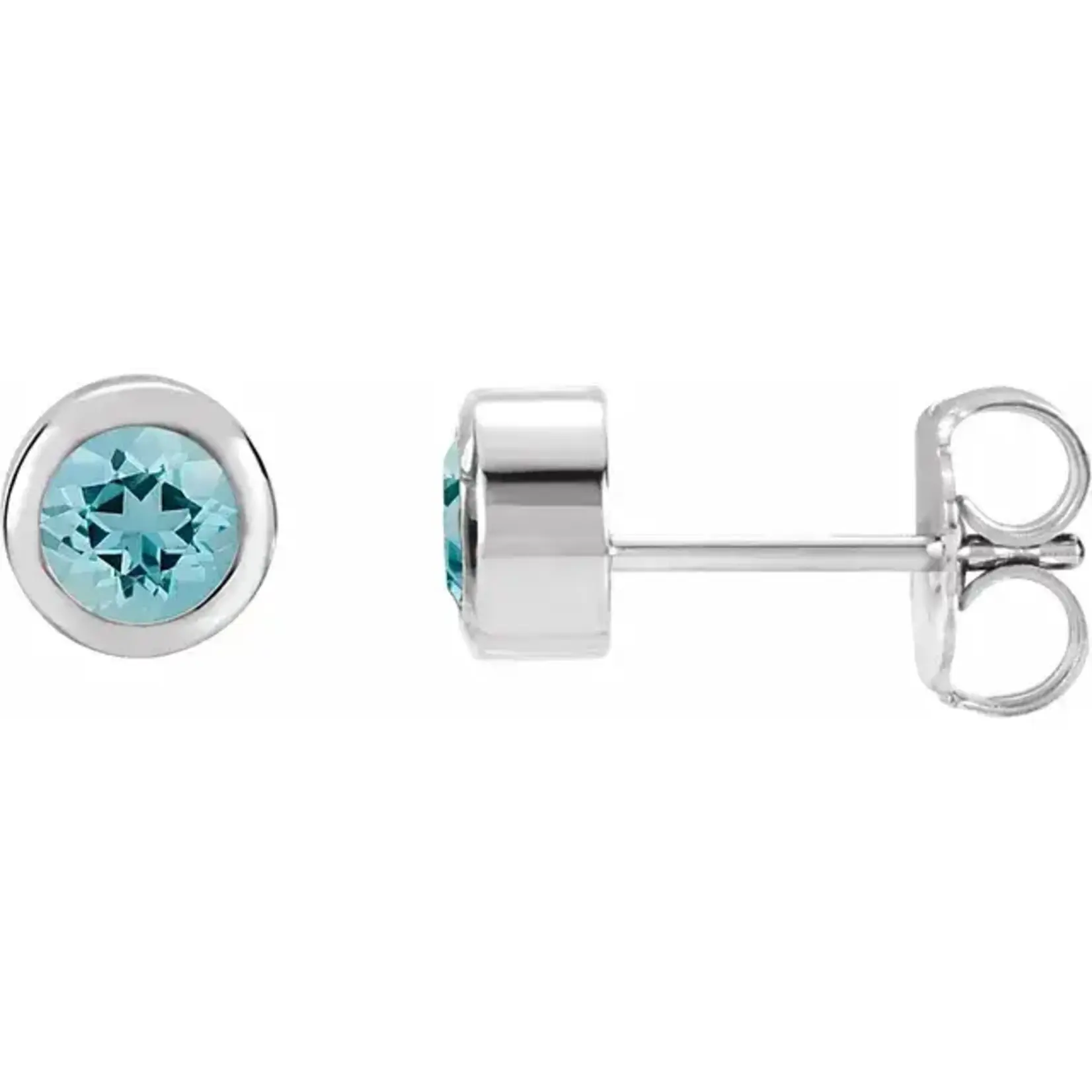 Sterling Silver Imitation Aquamarine Bezel-Set Earrings
