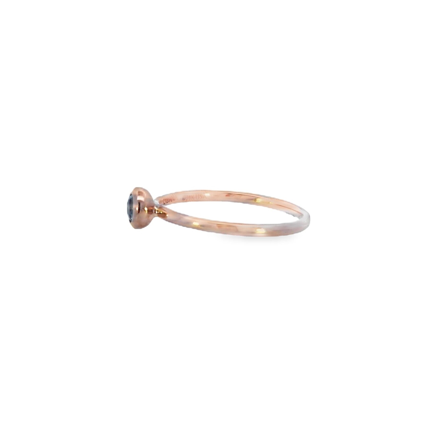 Kabana 14 Karat Rose Gold Aquamarine Bezel Ring