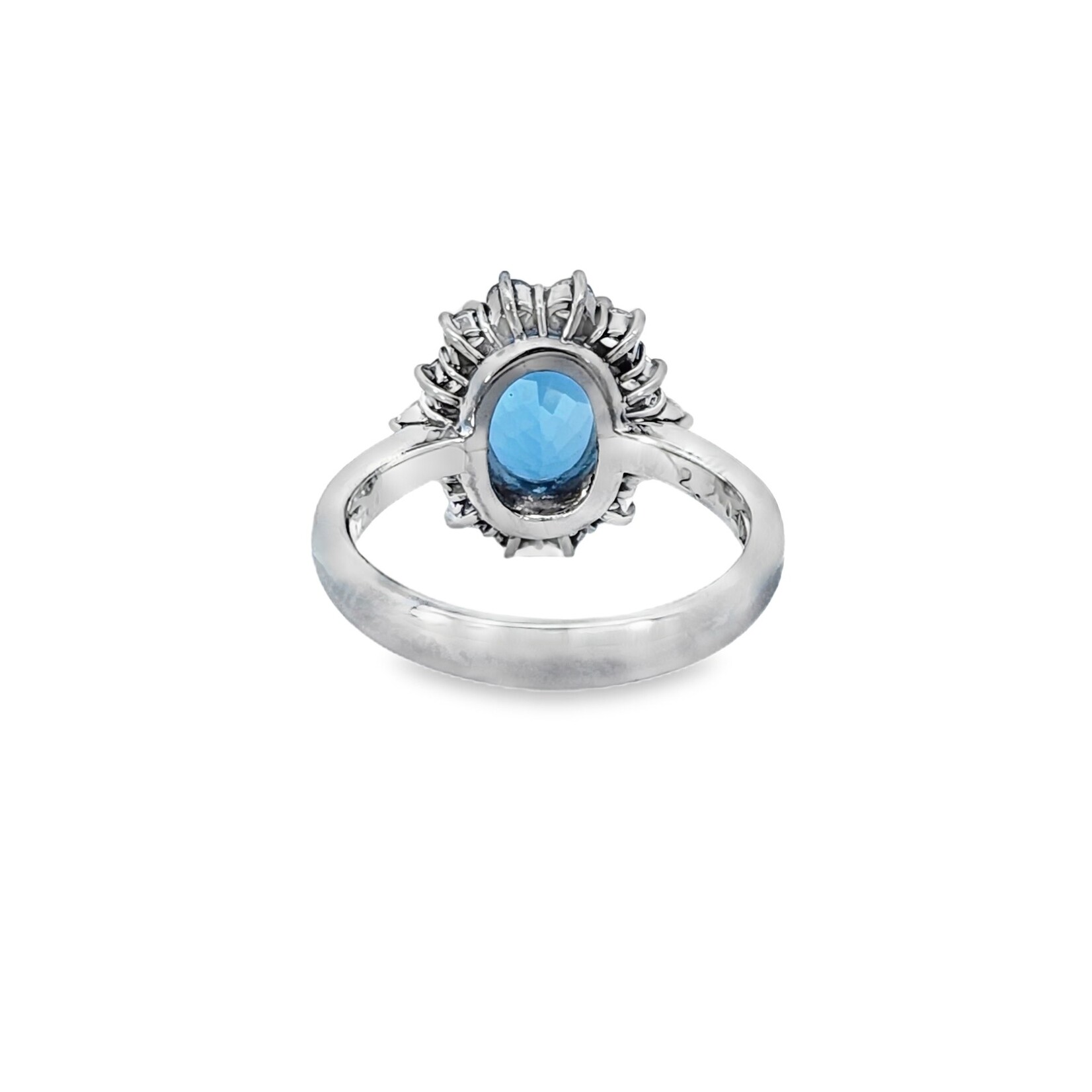 Platinum Aquamarine & Halo Diamond Ring
