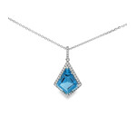 PeJay Creations PeJay Aquamarine and Halo Diamond Necklace