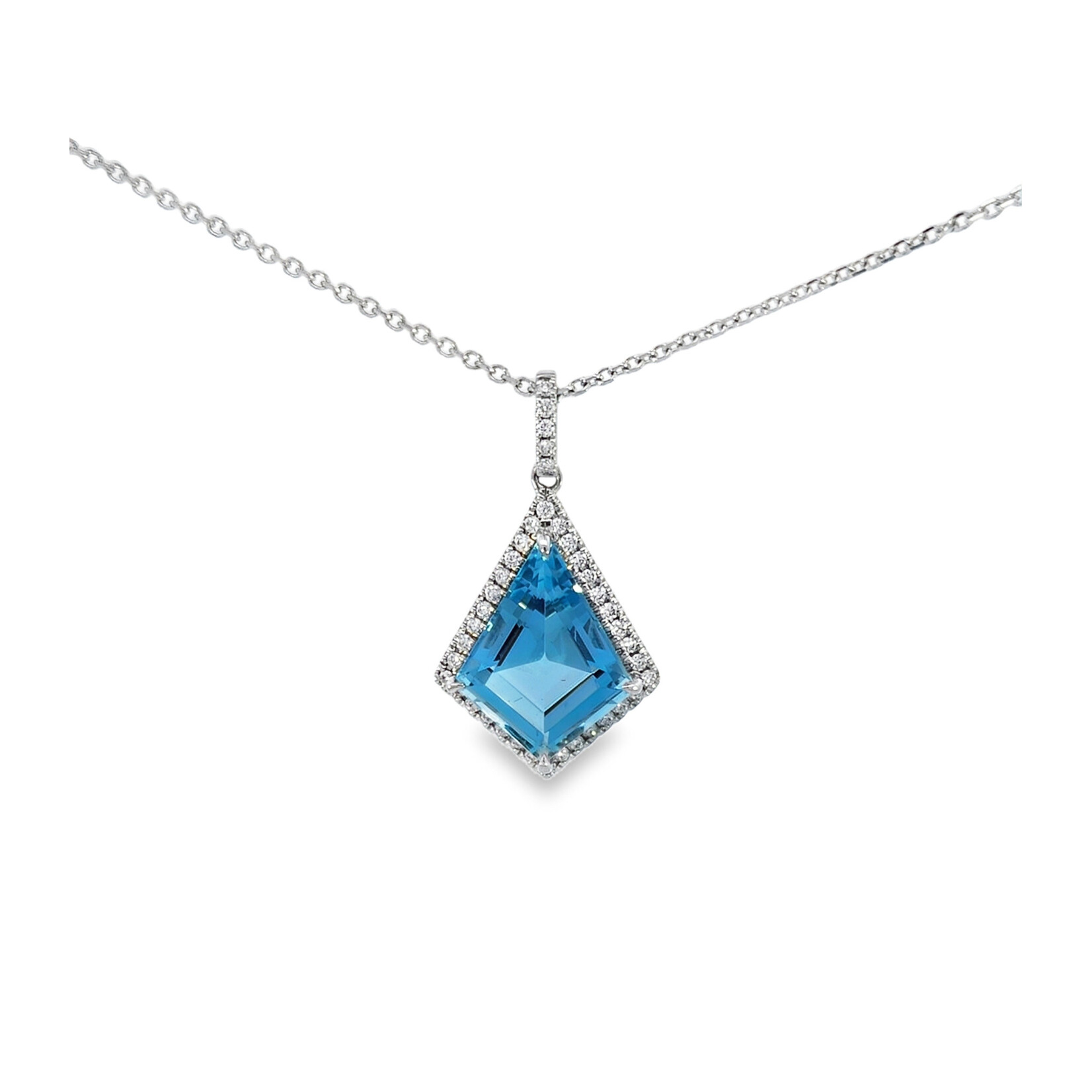 PeJay Creations PeJay Aquamarine and Halo Diamond Necklace
