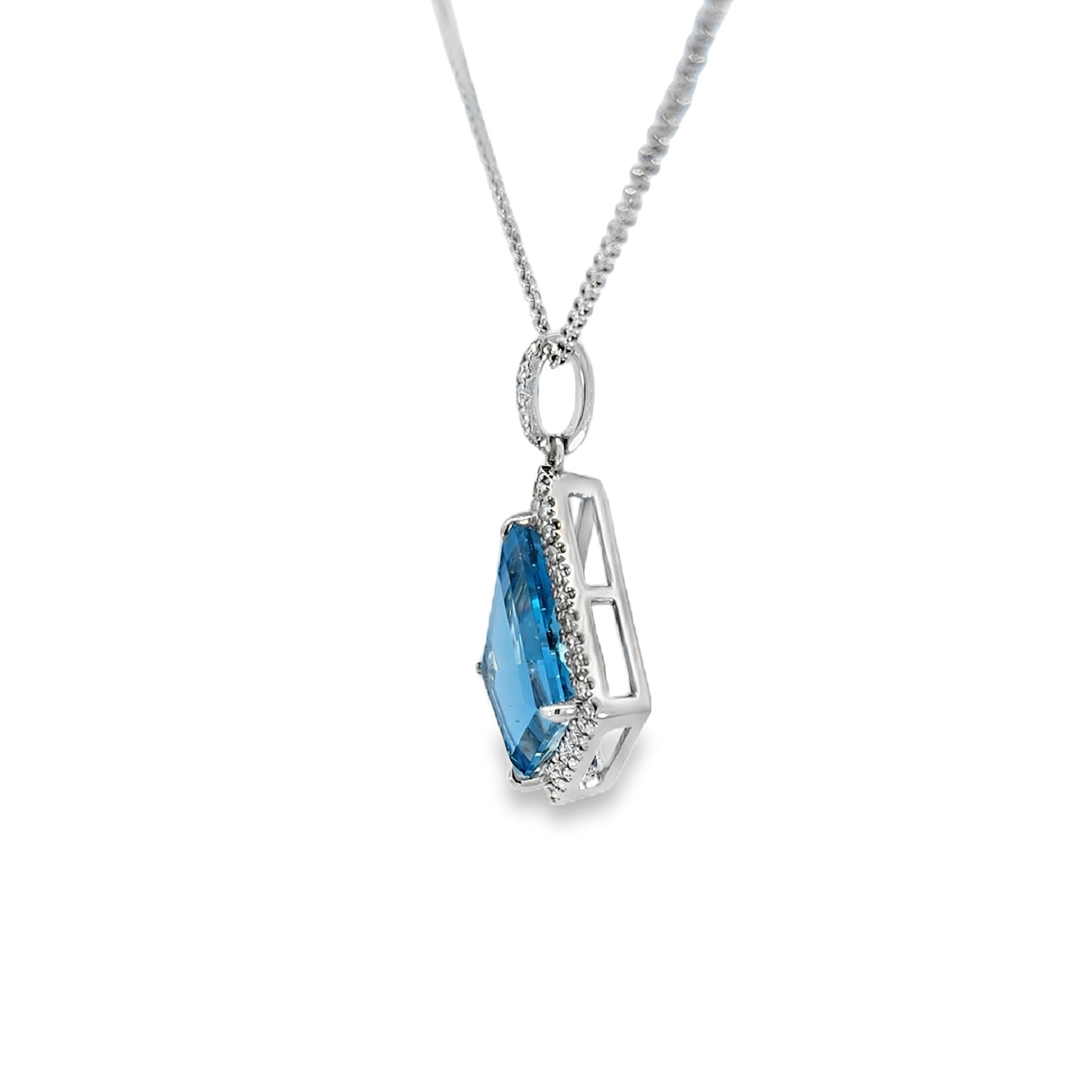 PeJay Creations PeJay Aquamarine and Halo Diamond Necklace