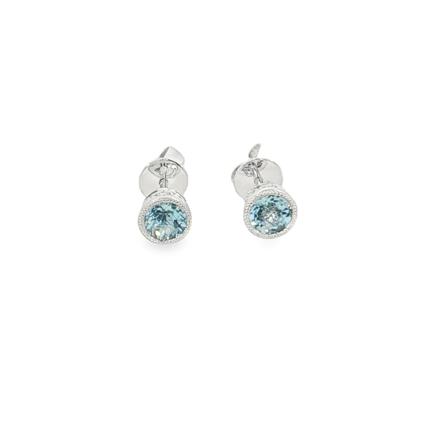 In the Rough 14 Karat White Gold Aquamarine Studs