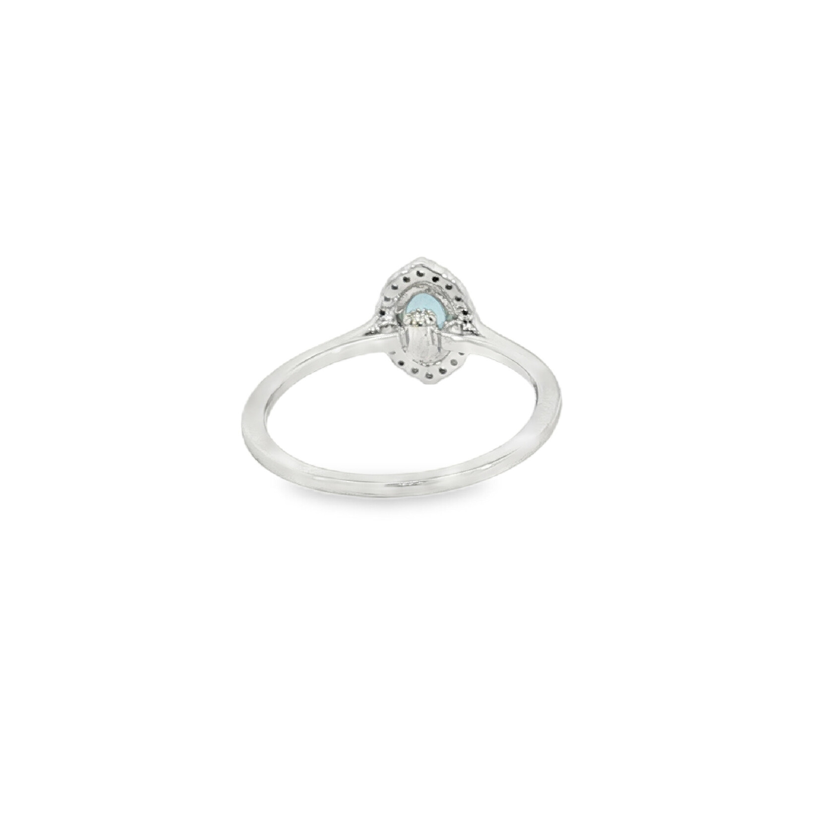 Zeghani Zeghani 14 Karat White Gold Aquamarine and Diamond Ring