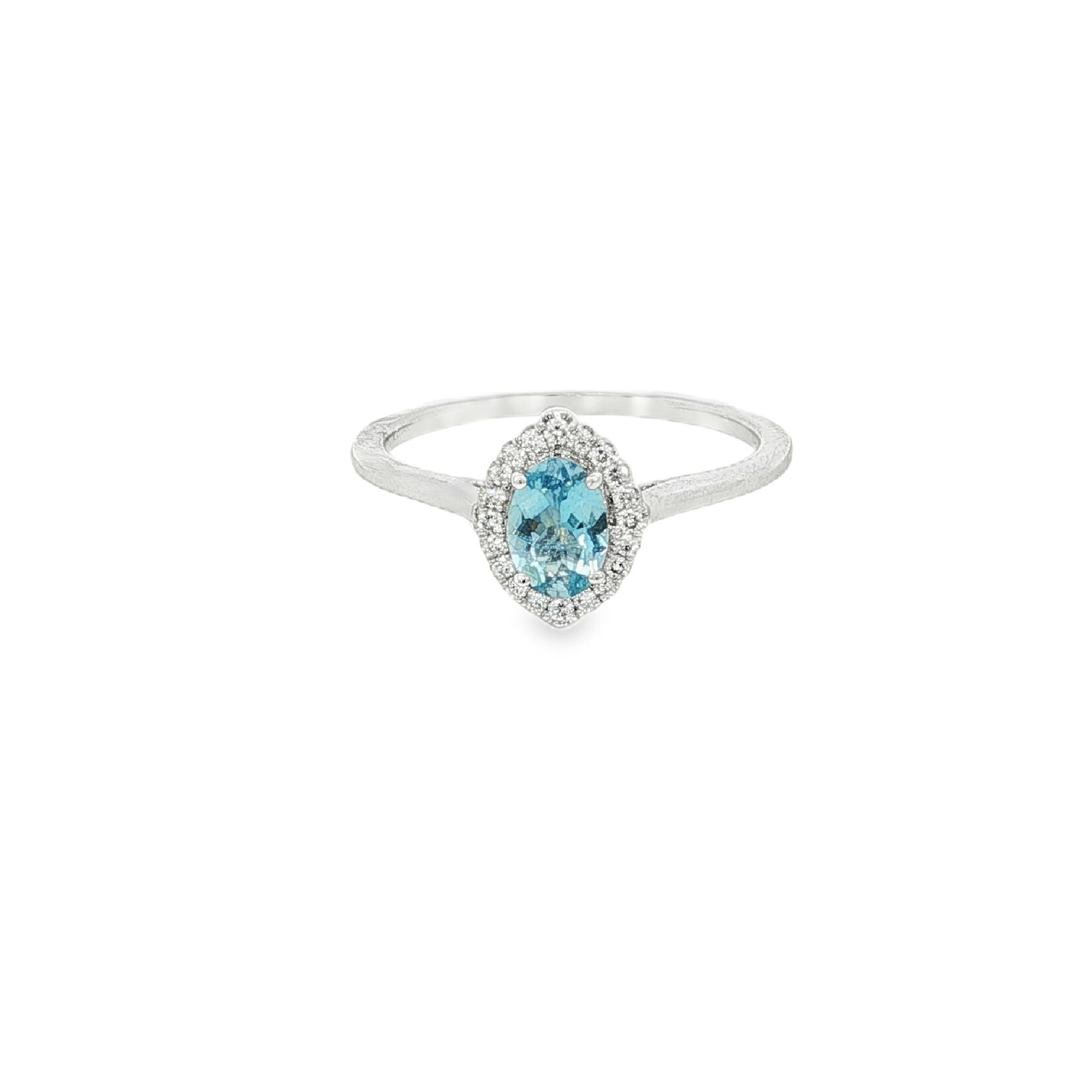 Zeghani Zeghani 14 Karat White Gold Aquamarine and Diamond Ring