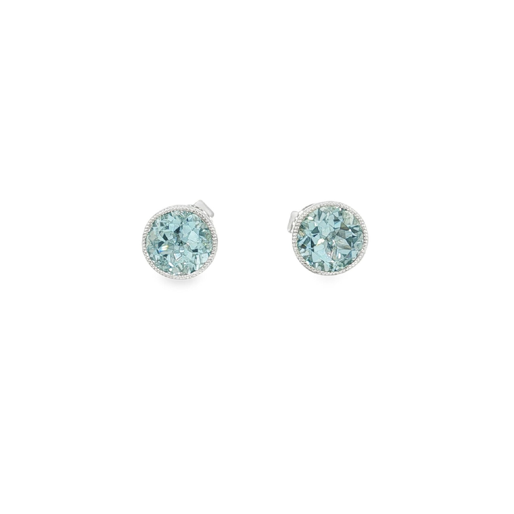 In the Rough 14 Karat White Gold Aquamarine Studs