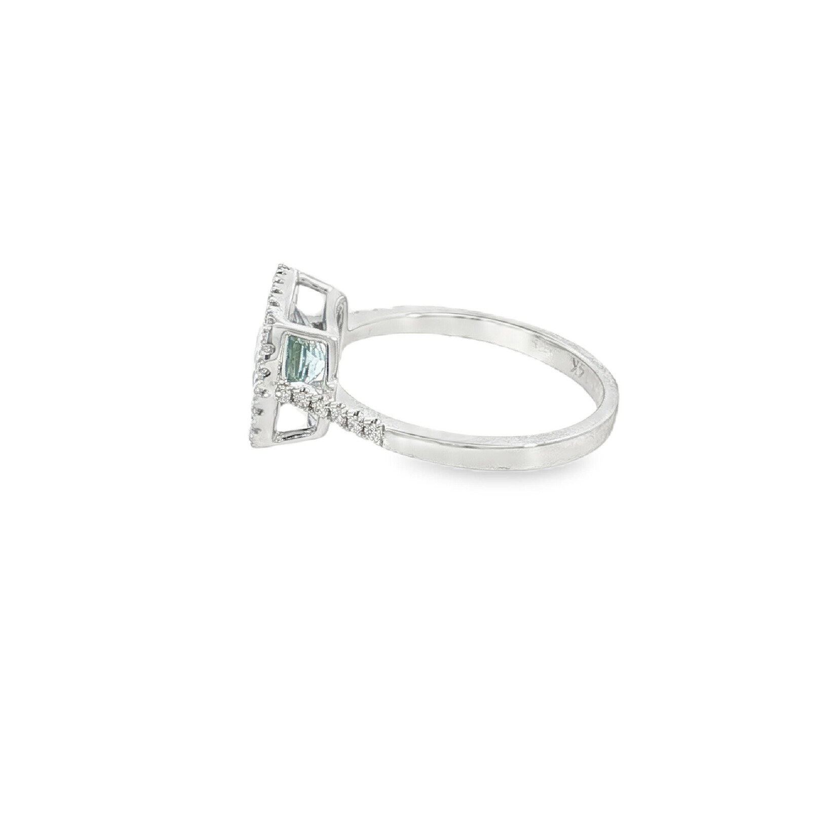 PeJay Creations PeJay Aquamarine and Diamond Halo Ring