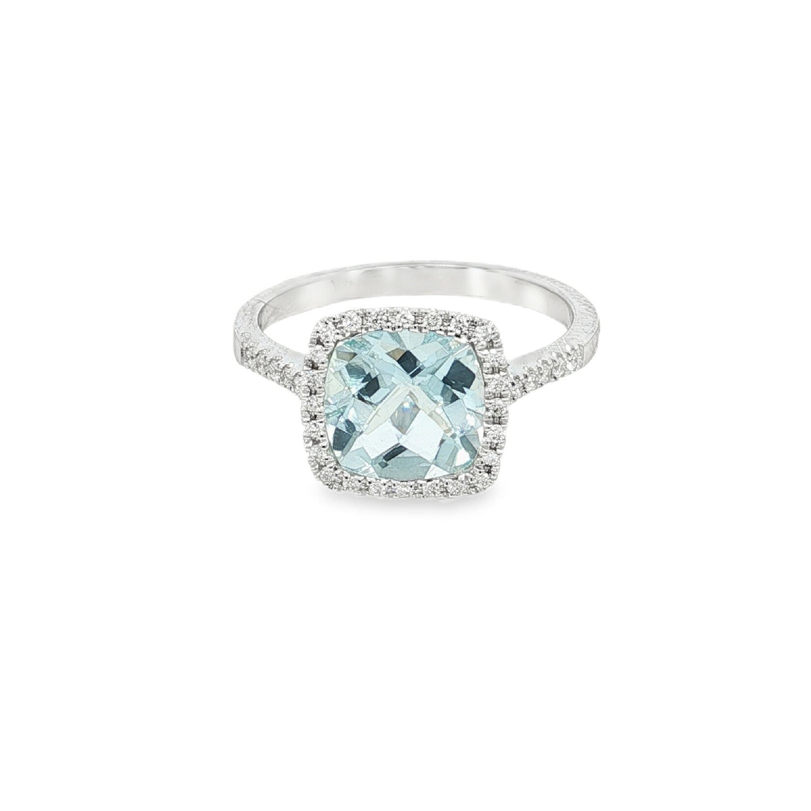 PeJay Creations PeJay Aquamarine and Diamond Halo Ring