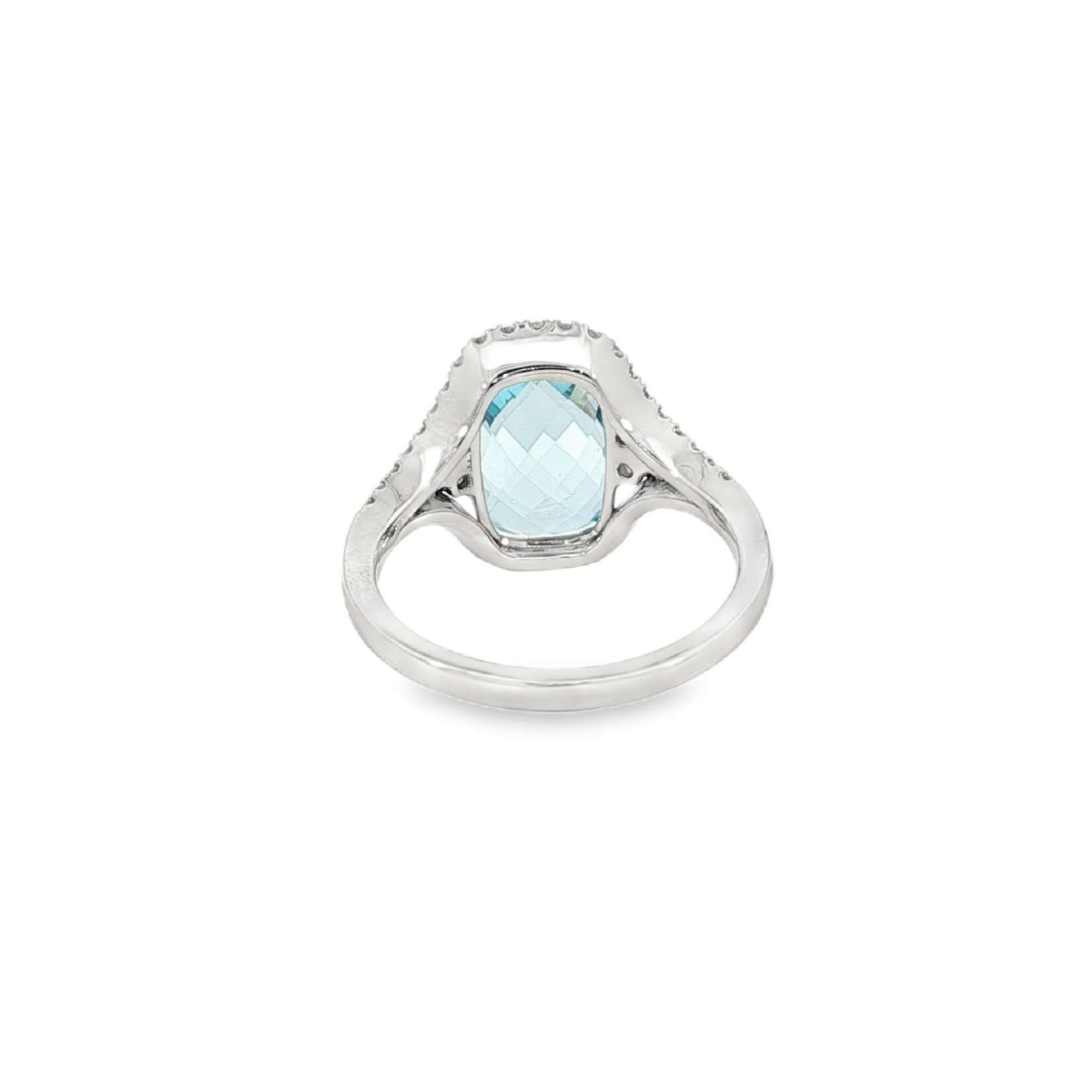 In the Rough 14 Karat White Gold Aquamarine and Diamond Halo Ring