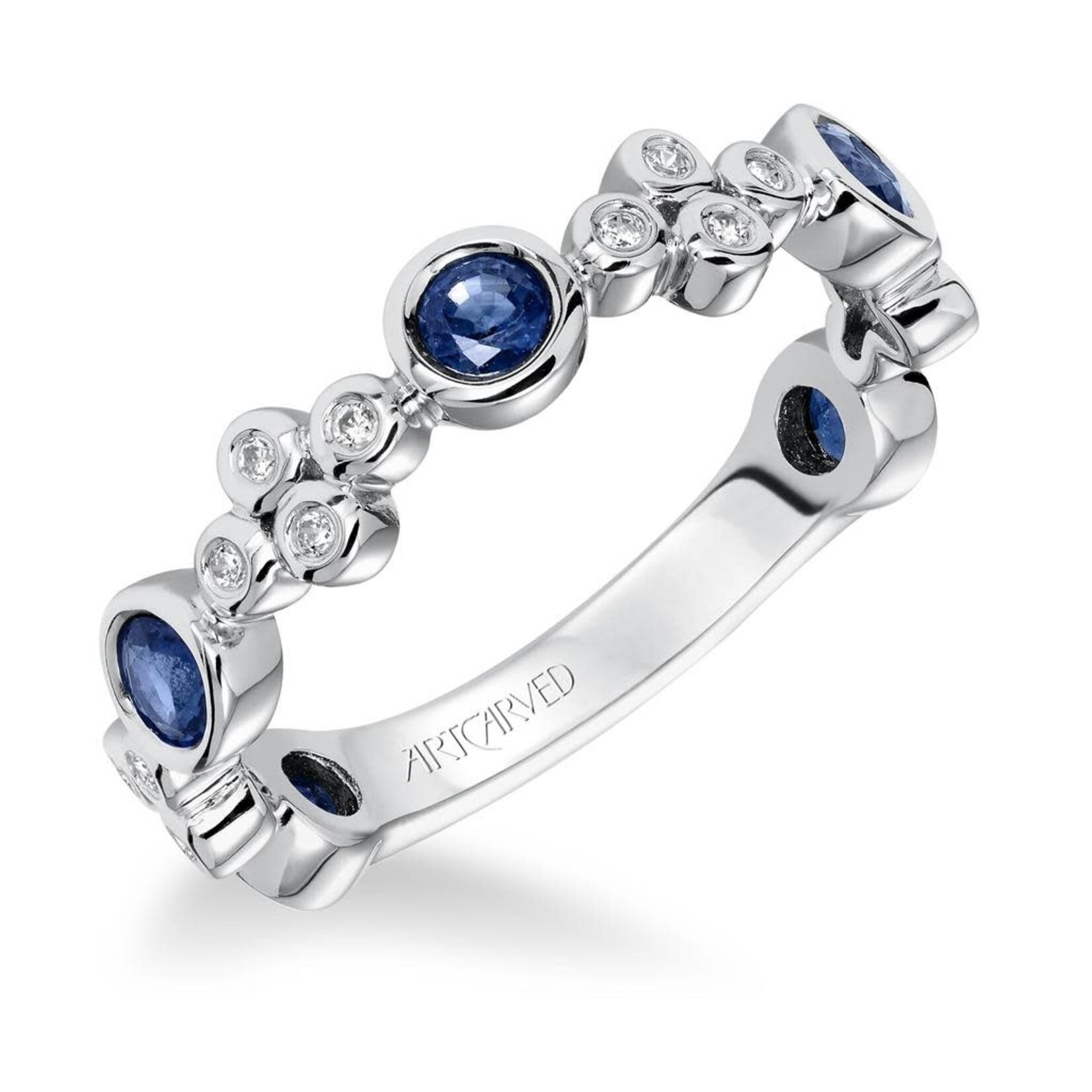 Art Carved Art Carved Stackable Diamond and Sapphire Anniversary Band #33-V9139