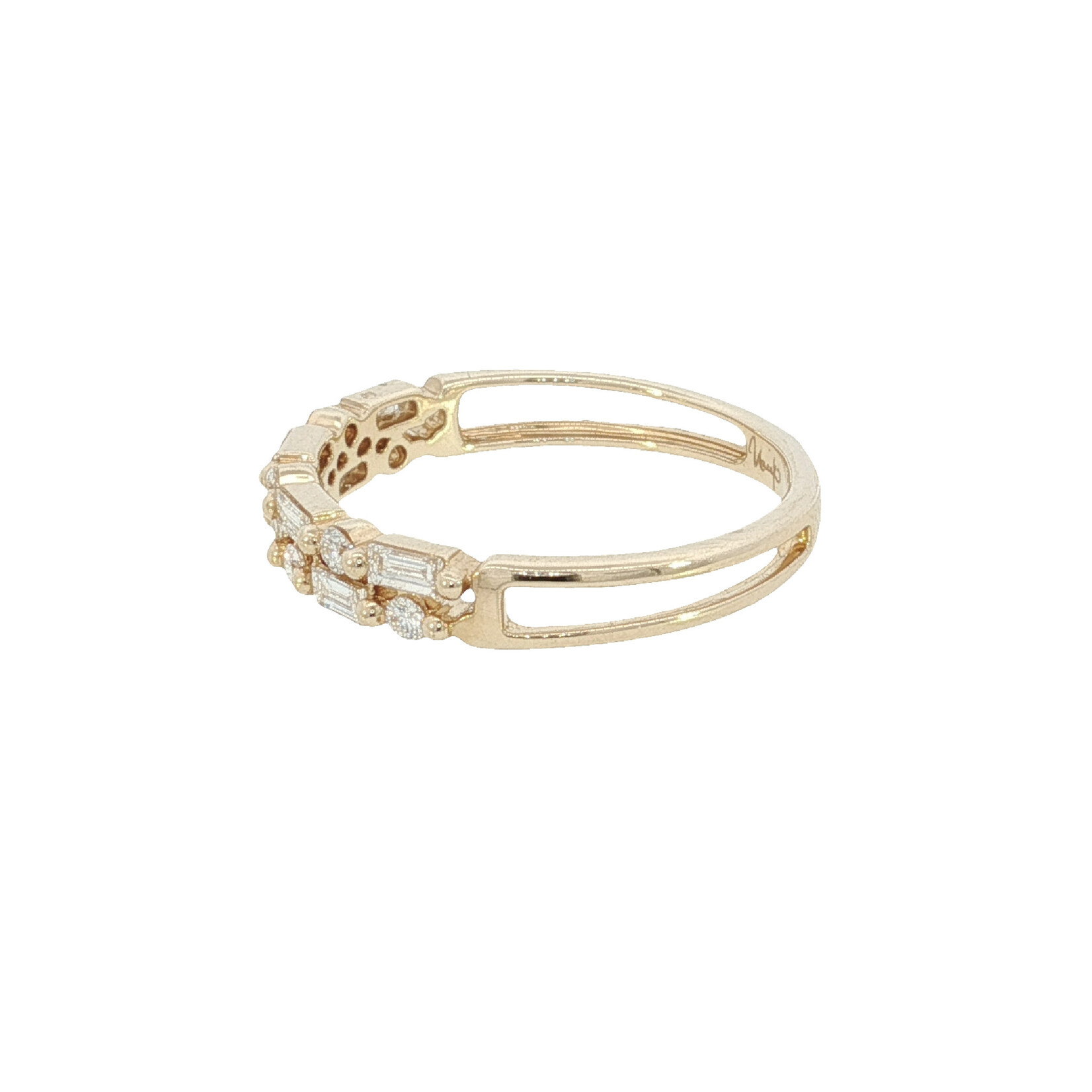 Uneek 14 Karat Yellow Gold Stackable 2-Row Fashion Ring