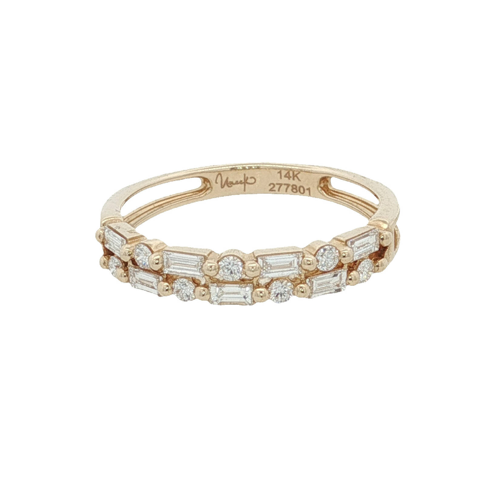 Uneek 14 Karat Yellow Gold Stackable 2-Row Fashion Ring
