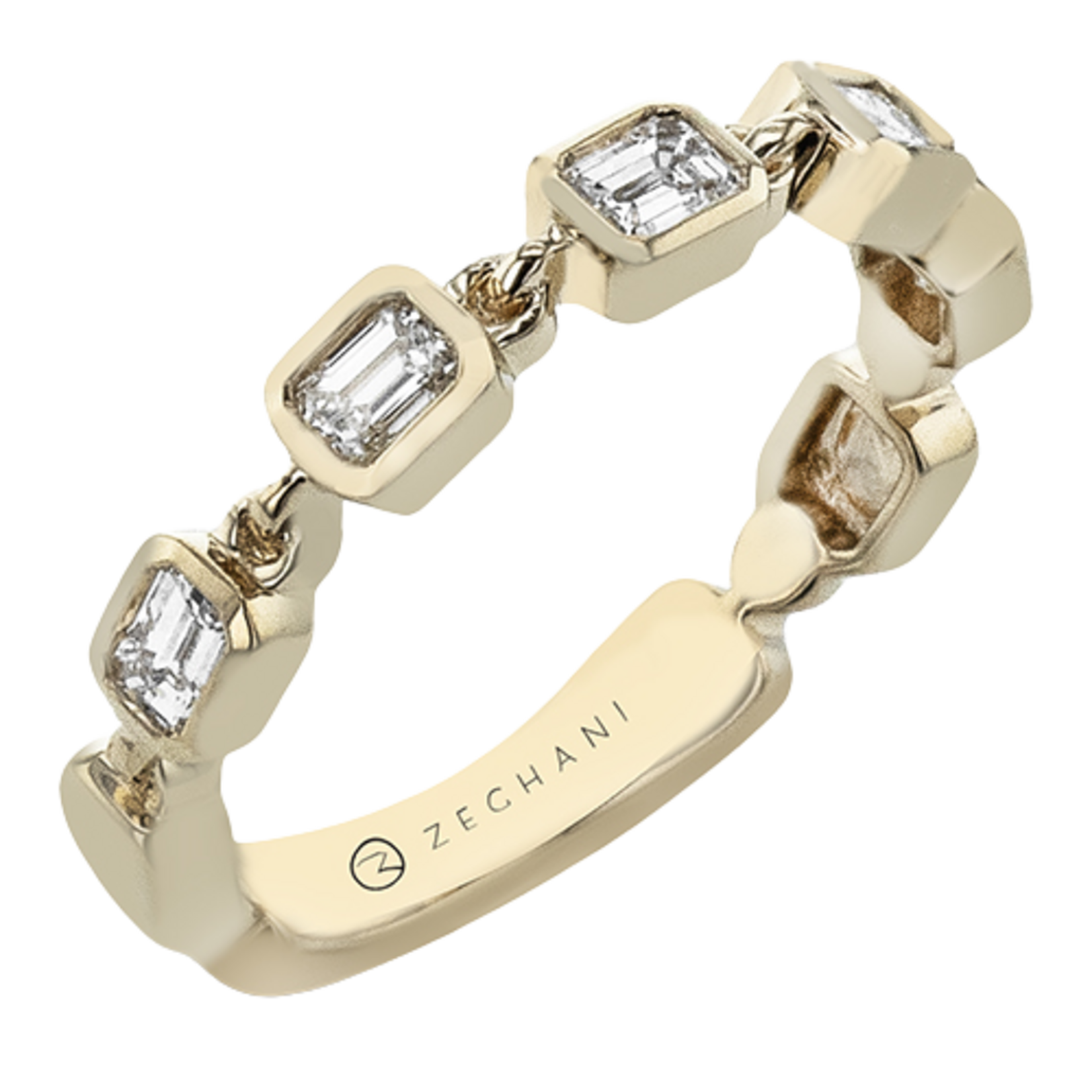 Zeghani Zeghani 14 Karat Yellow Gold Emerald Cut Diamond Ring