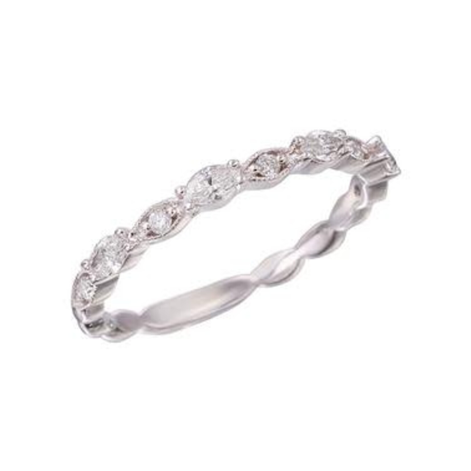PeJay Creations PeJay 14 Karat White Gold Marquise & Round Diamond Ring