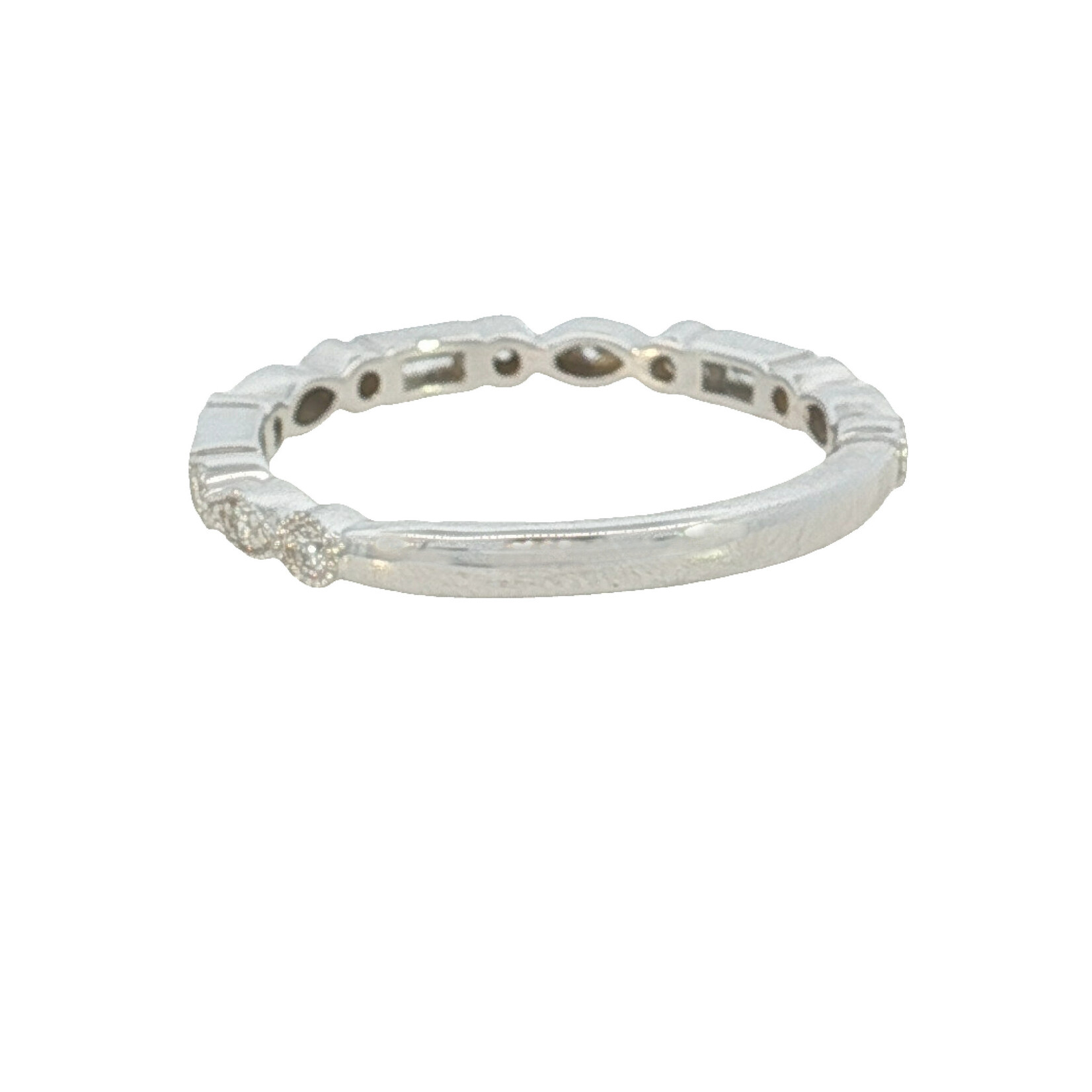 Uneek White Gold Band with Baguette and Round Diamonds