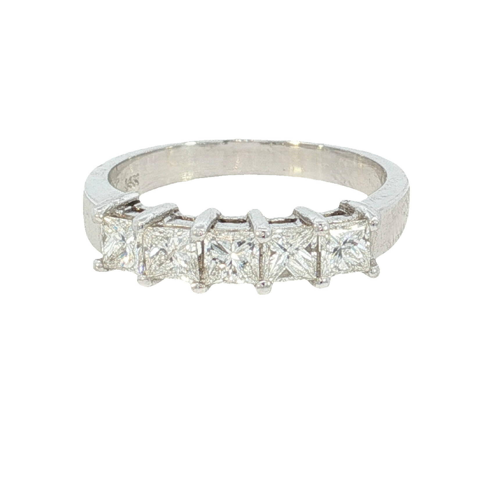 Sachs Reisman 14 Karat White Gold Princess Cut Wedding Ring