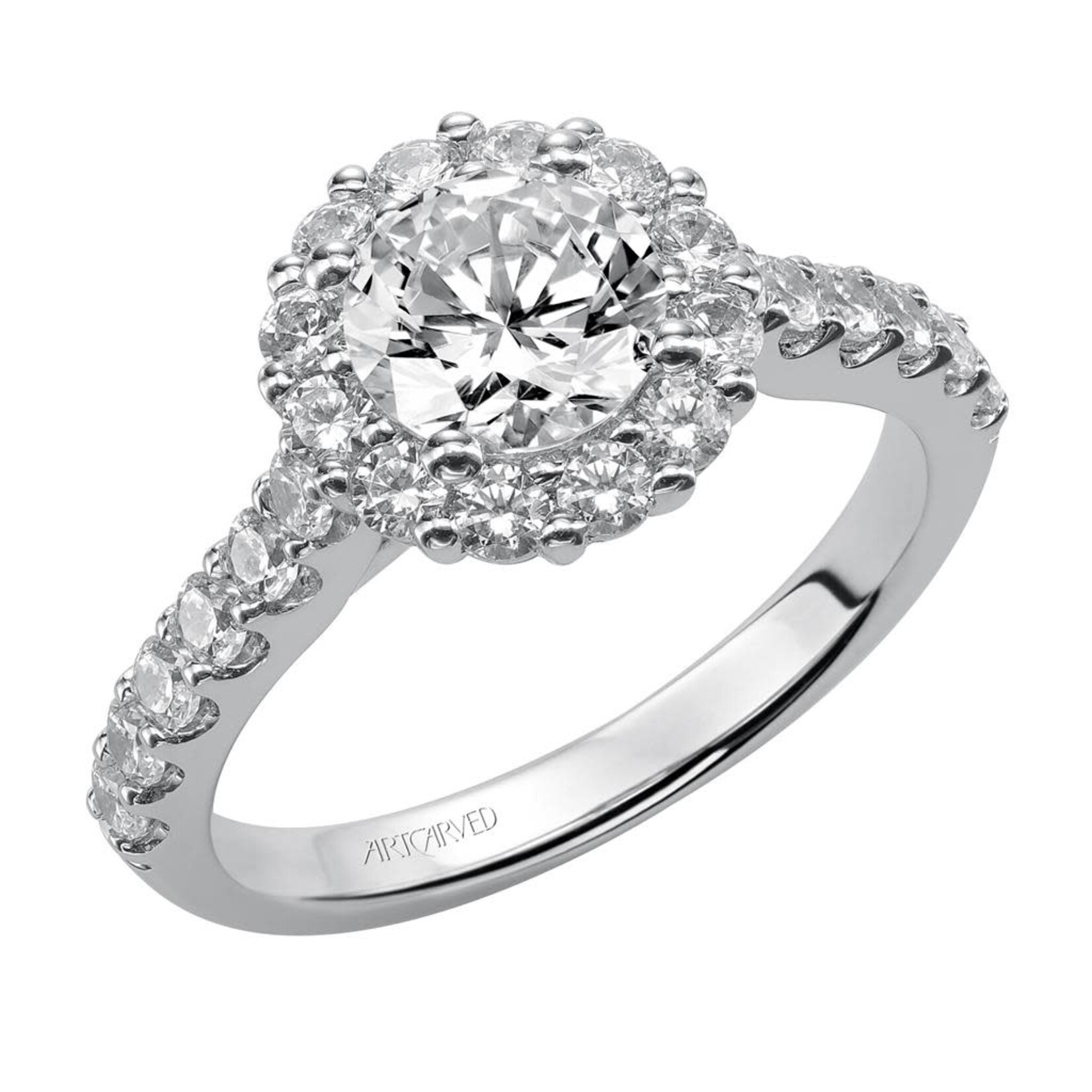 Art Carved Classic Round Halo Engagement Ring