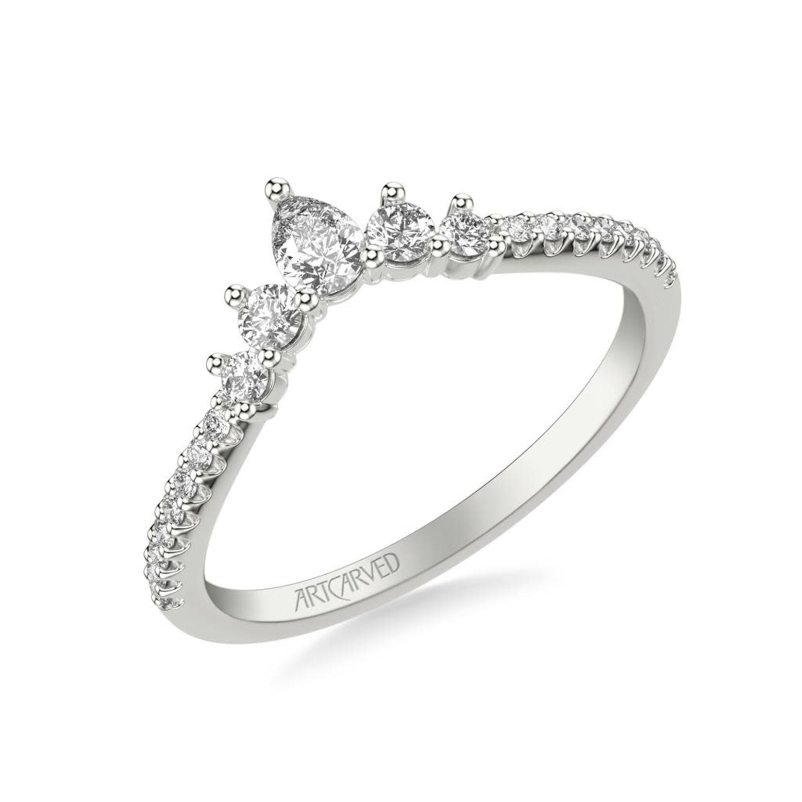 Art Carved ArtCarved 14 Karat White Gold Pear and Round Diamond Band