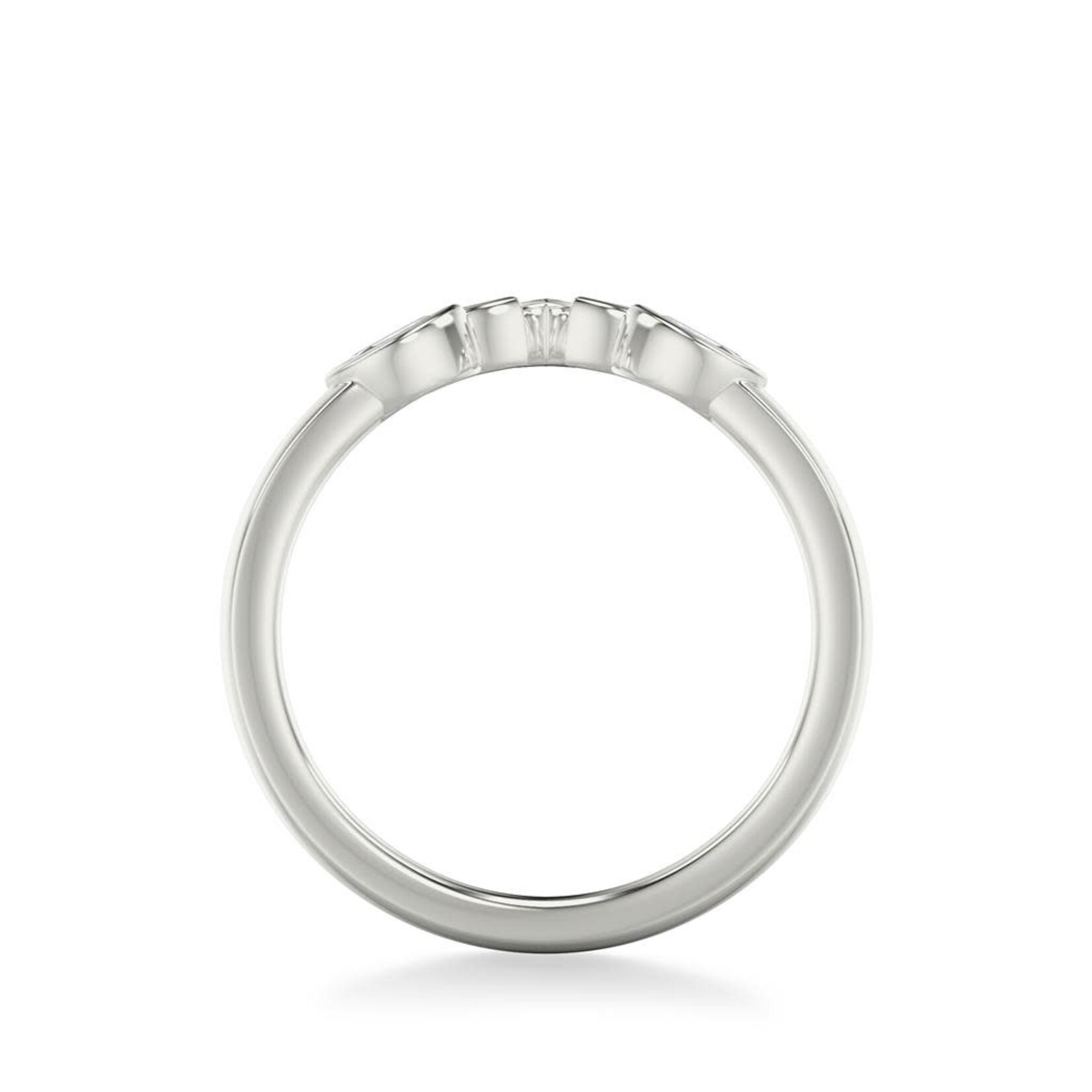 Art Carved ArtCarved Floral Curved Stackable Ring with Bezel Set Marquise Diamonds