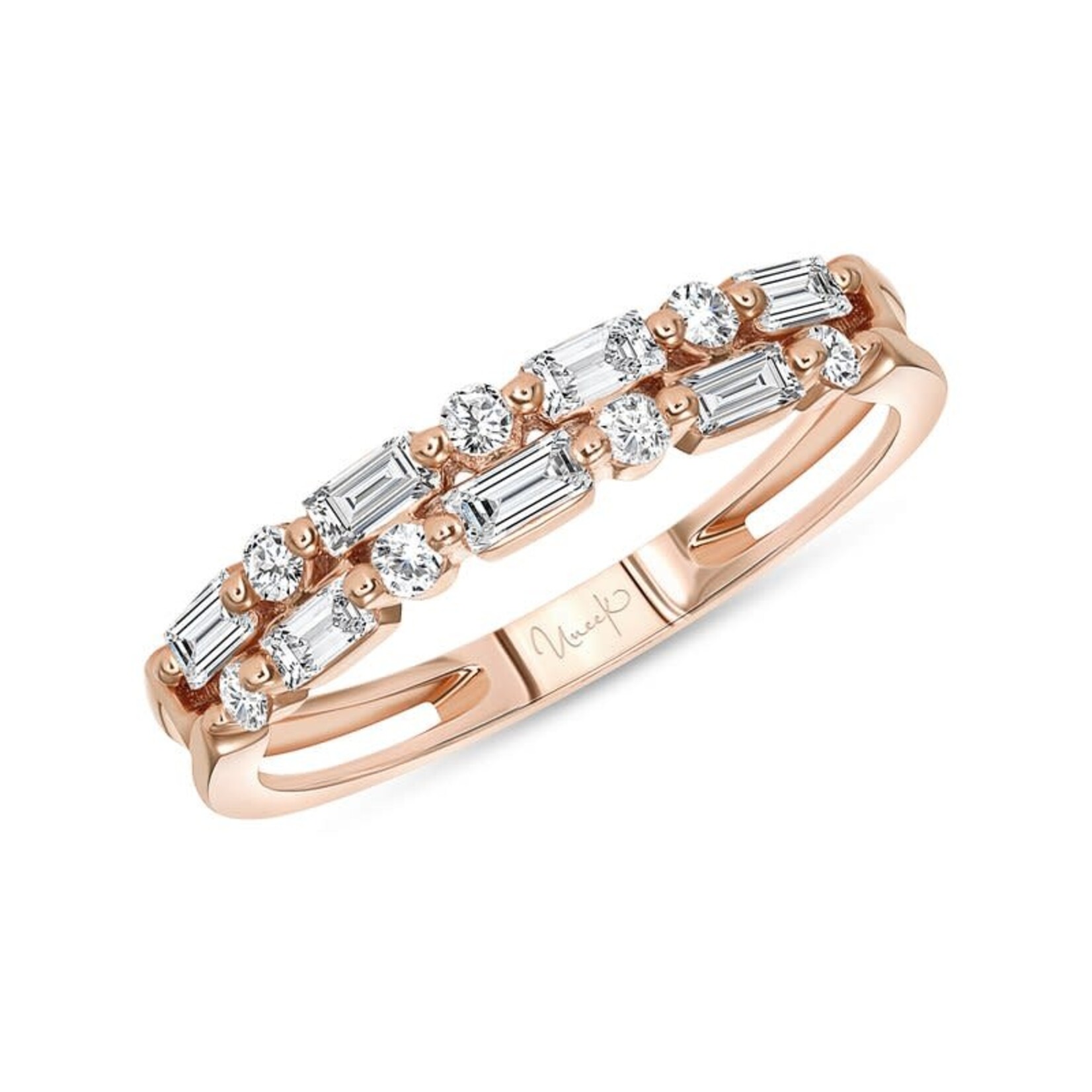 Uneek 14 Karat Yellow Gold Stackable 2-Row Fashion Ring