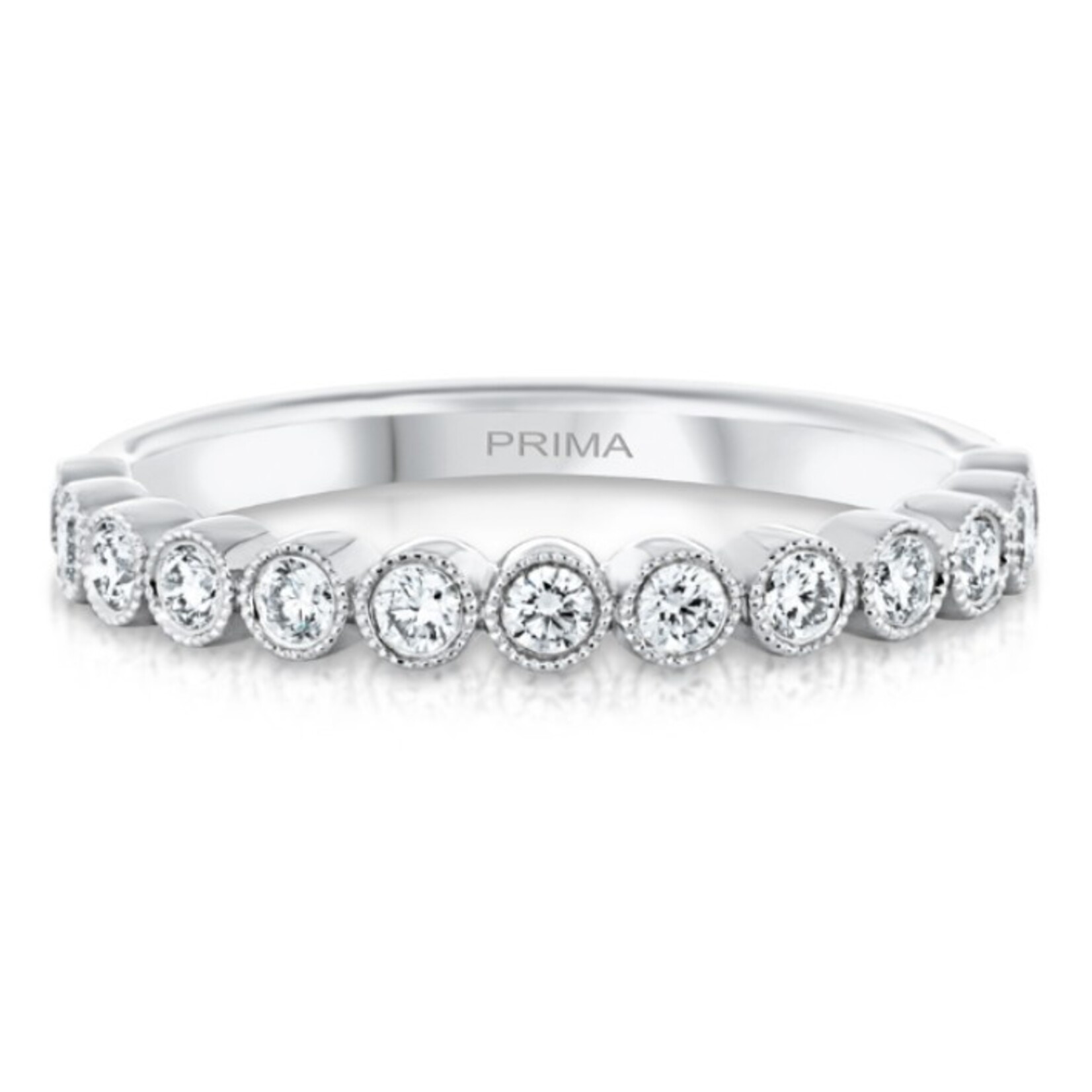 Prima NY 14 Karat White Gold Bead Diamond Wedding Band