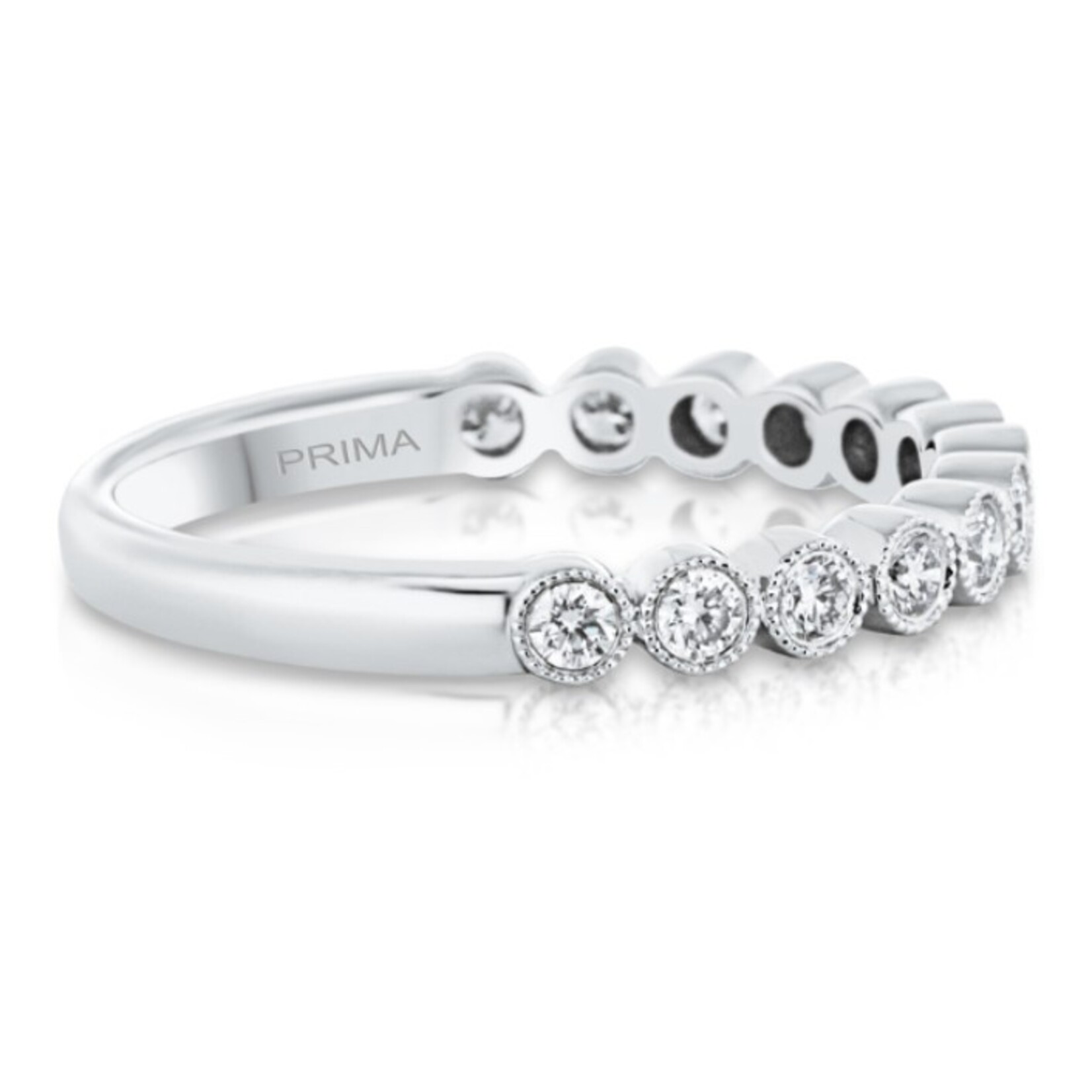 Prima NY 14 Karat White Gold Bead Diamond Wedding Band