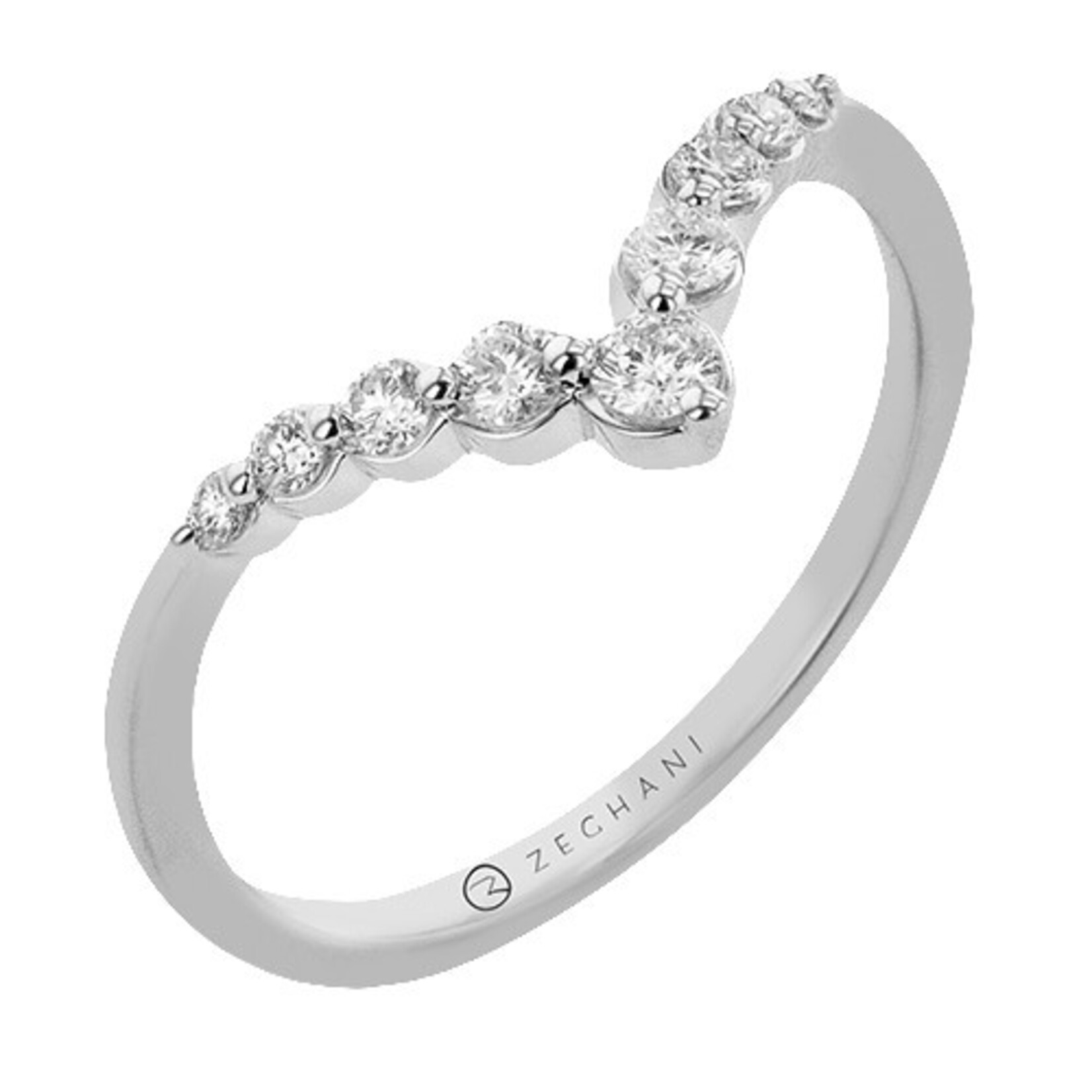 Zeghani Zeghani 14 Karat White Gold V-Diamond Wedding Ring