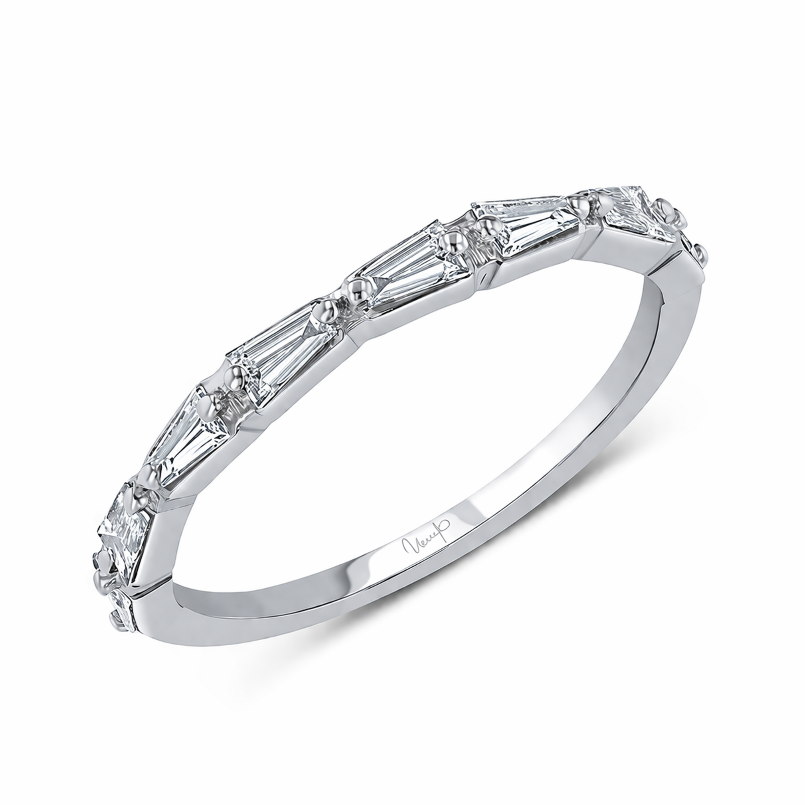 Uneek 14 Karat White Gold Tapered Baguette Diamond Ring