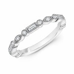 Uneek White Gold Band with Baguette and Round Diamonds