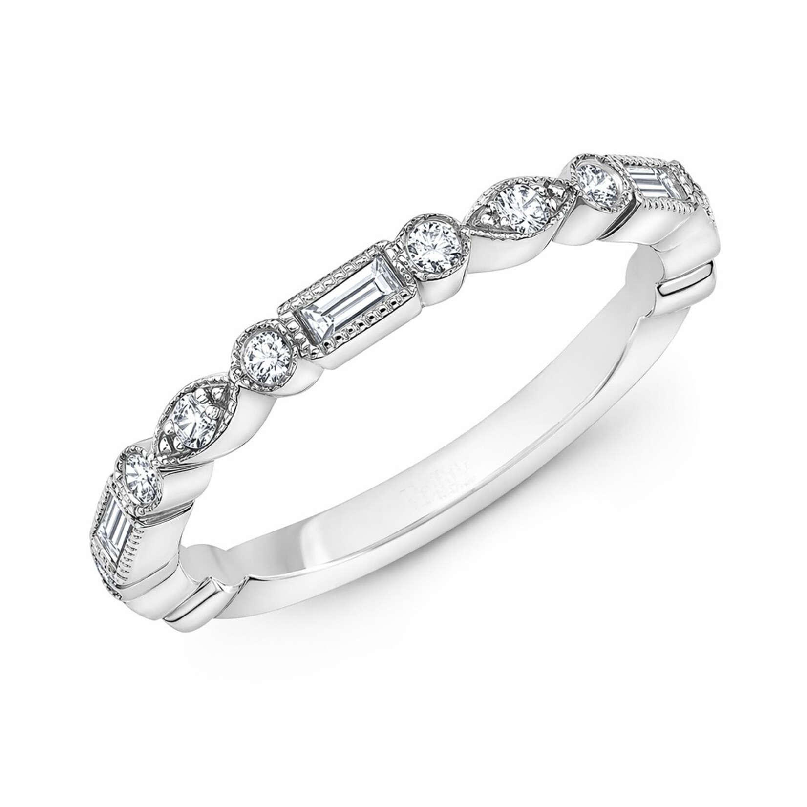 Uneek White Gold Band with Baguette and Round Diamonds