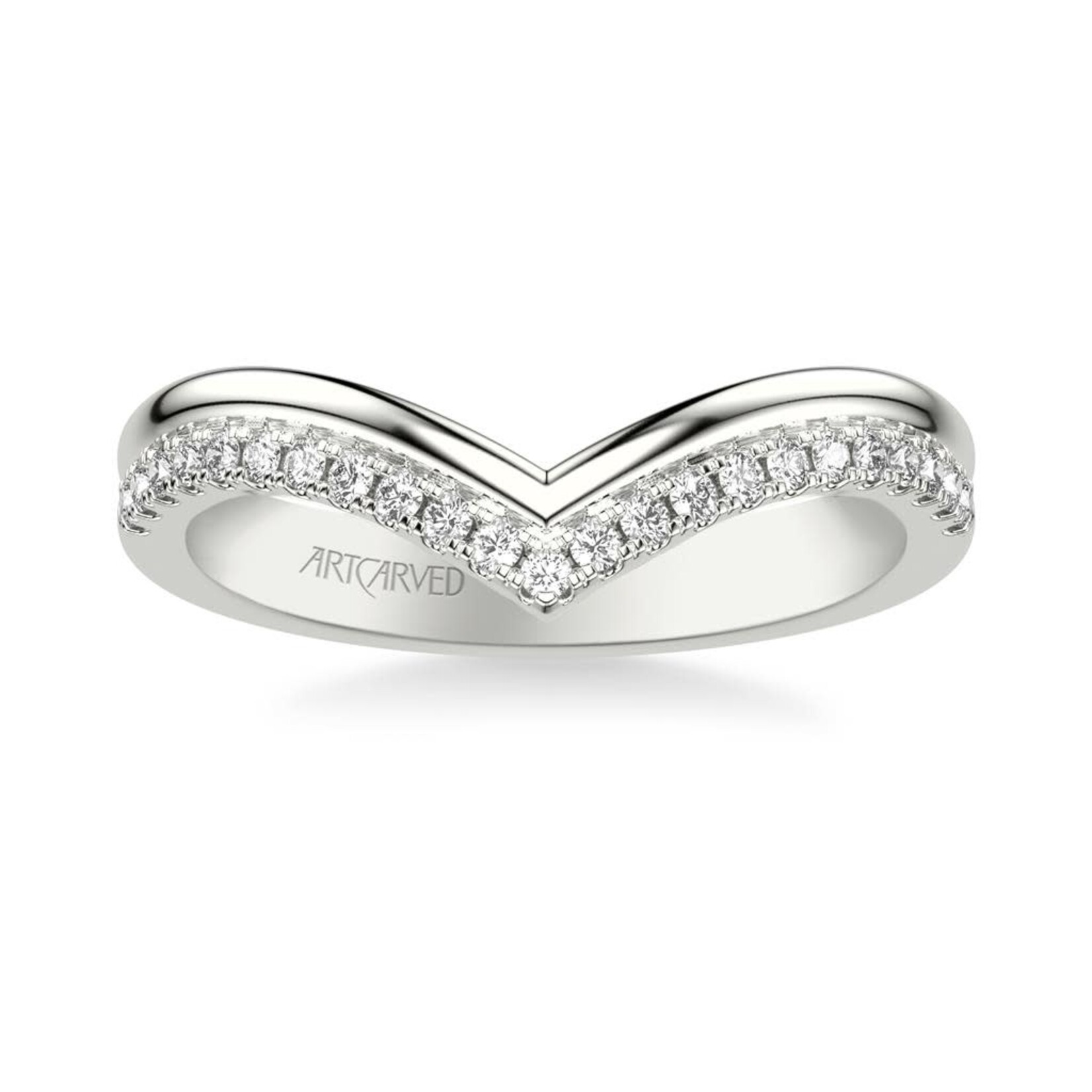 Art Carved V-Shaped Diamond Wedding Ring