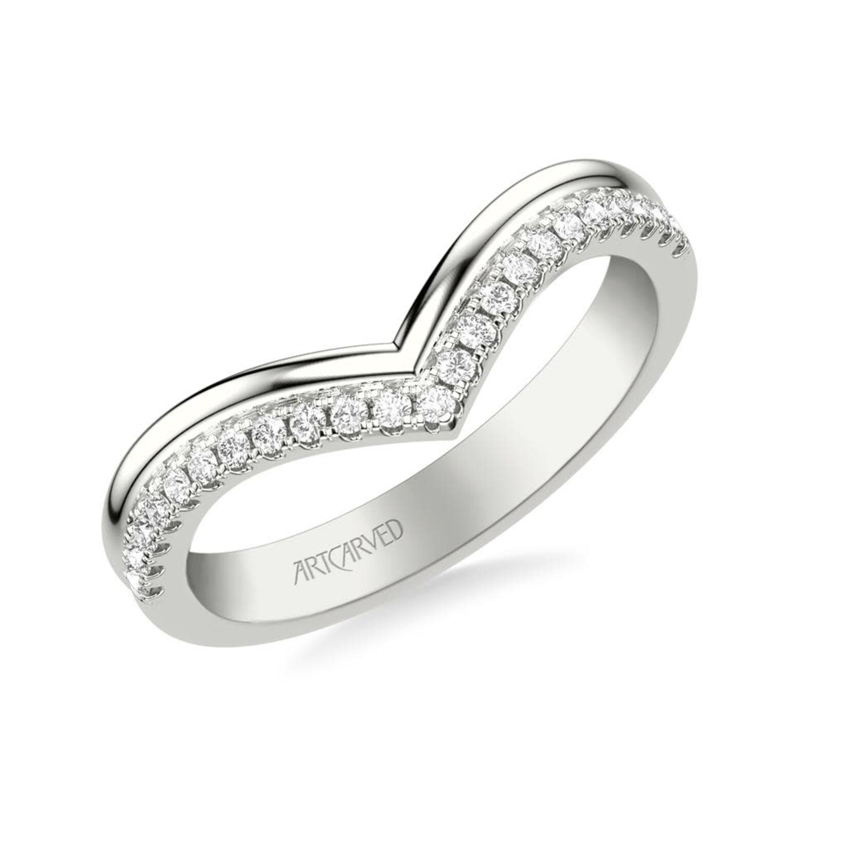 Art Carved V-Shaped Diamond Wedding Ring