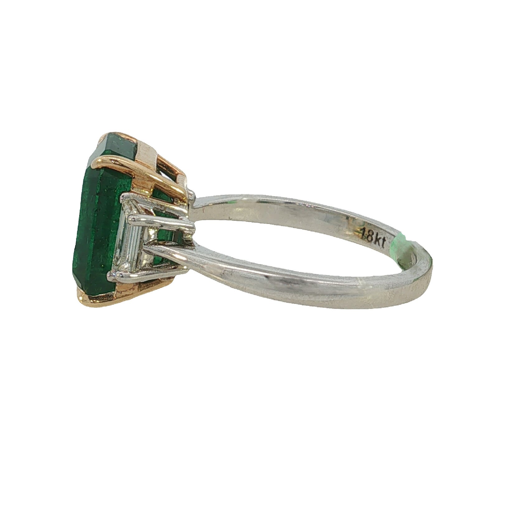 David Kord 18 Karat White Gold Emerald and Diamond Ring