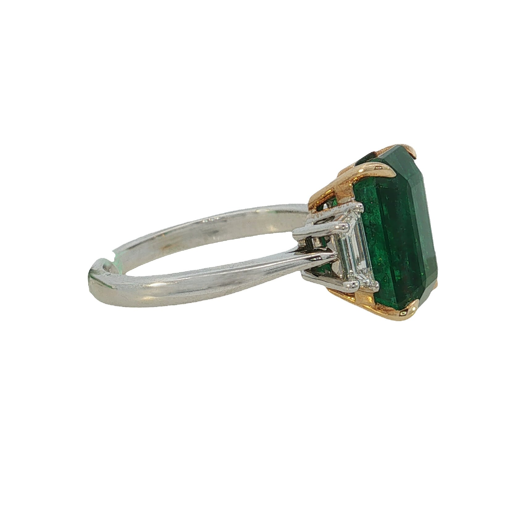 David Kord 18 Karat White Gold Emerald and Diamond Ring