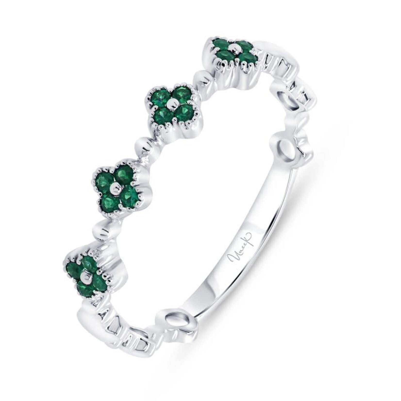 Uneek Jewelry Uneek 14K White Gold Emerald Clover Ring