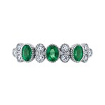 14 Karat White Gold Ring with Emerald and Round Diamonds