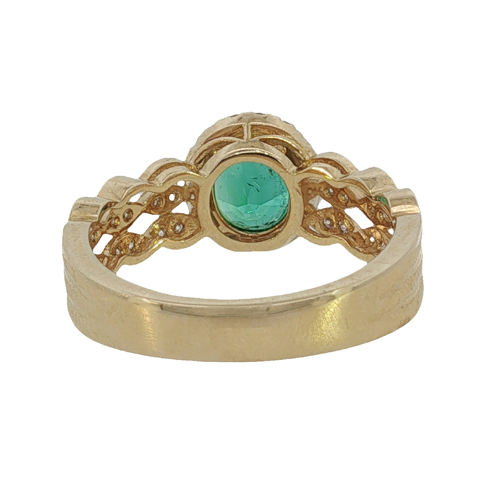 14 Karat Yellow Gold  Emerald and Diamond Ring