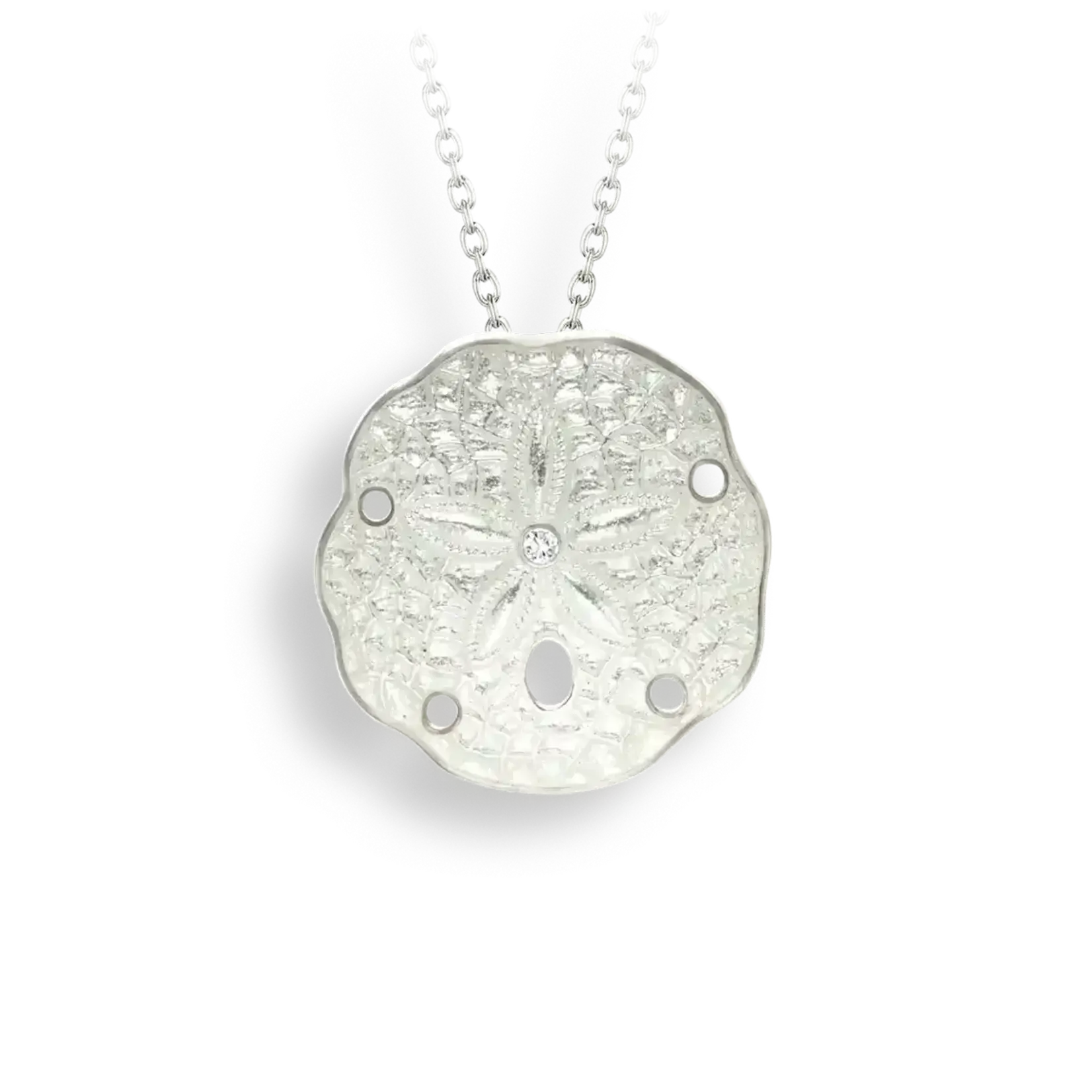 Nicole Barr Sterling Silver White Sapphire Sapphire Sand Dollar Pendant