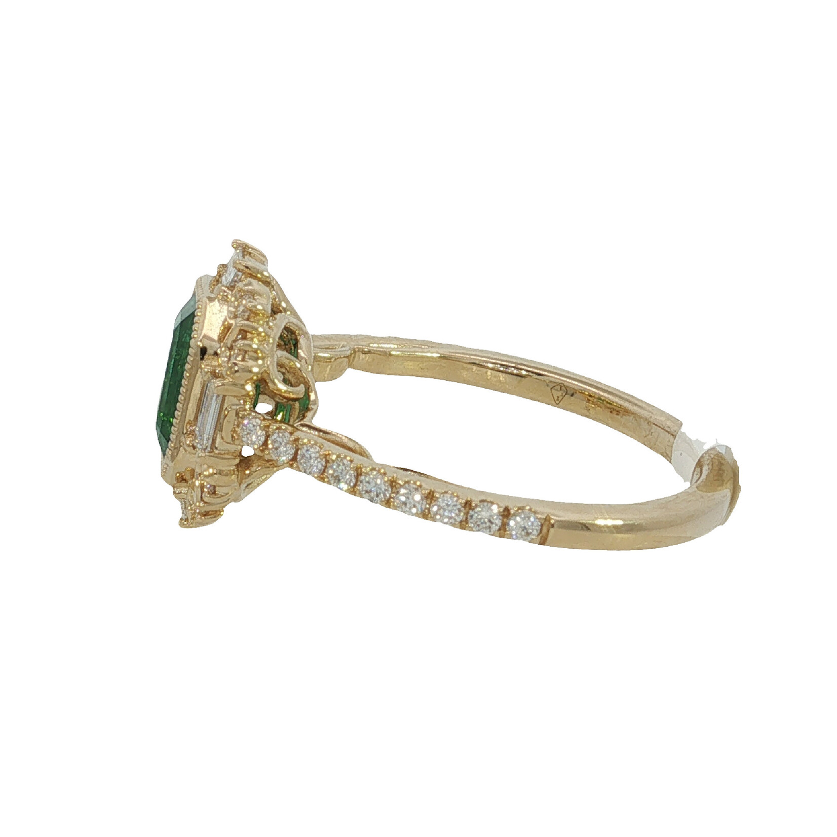 In the Rough 14 Karat Yellow Gold Emerald and Diamond Ring