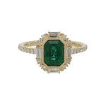 In the Rough 14 Karat Yellow Gold Emerald and Diamond Ring
