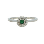 14 Karat White Gold Emerald and Diamond Ladies Ring