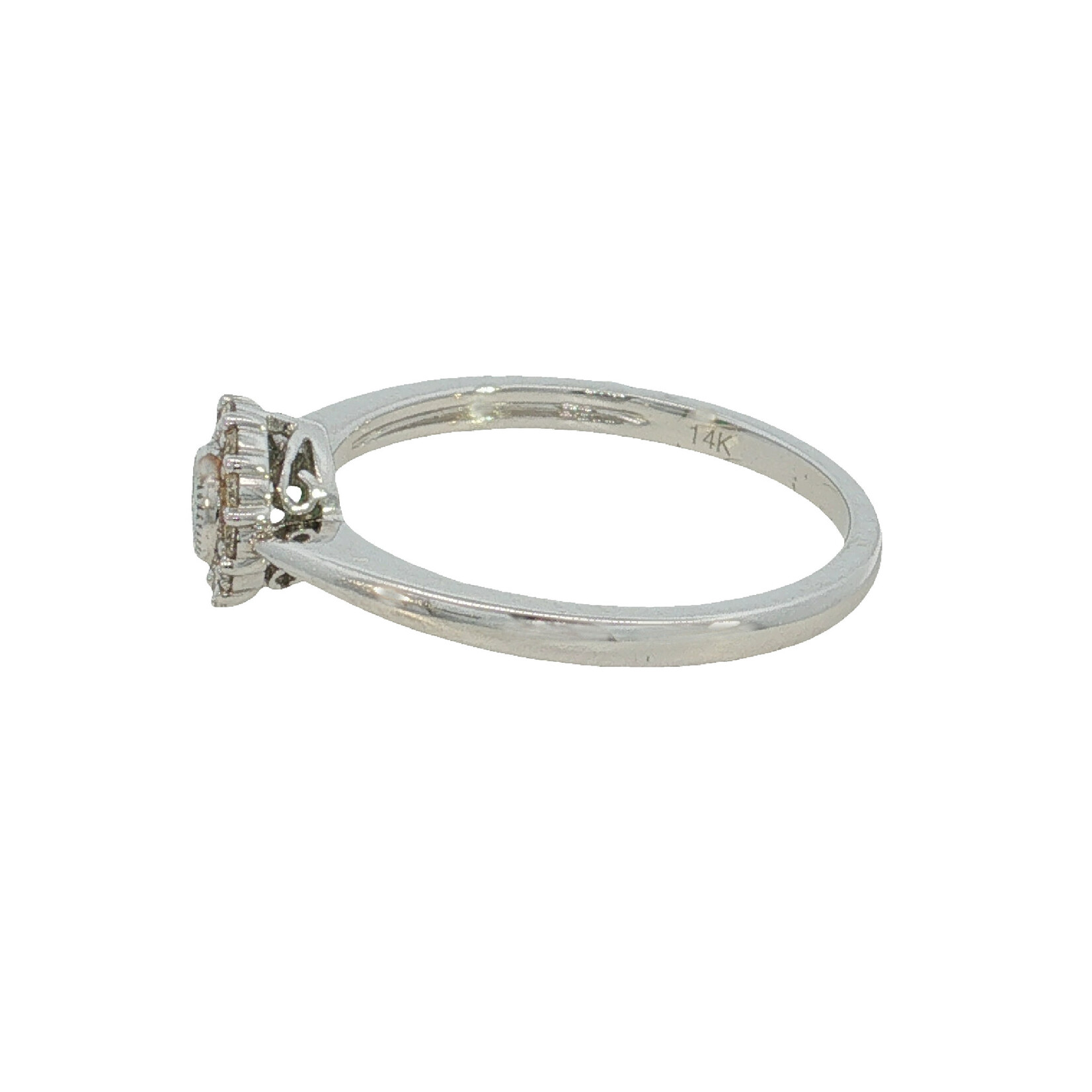 14 Karat White Gold Emerald and Diamond Ladies Ring