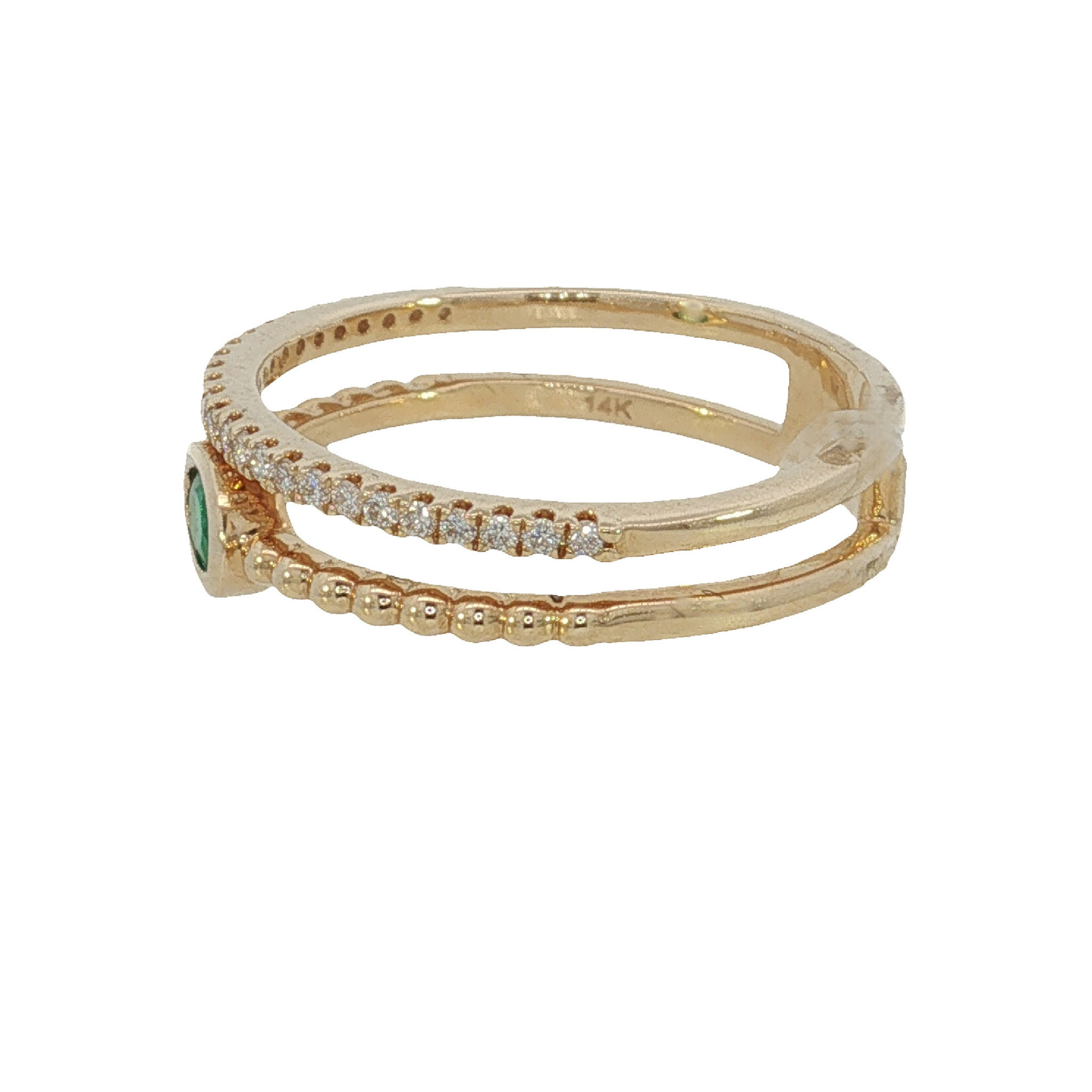 Prima NY 14 Karat Yellow Gold  Oval Emerald And Diamond Split Ring
