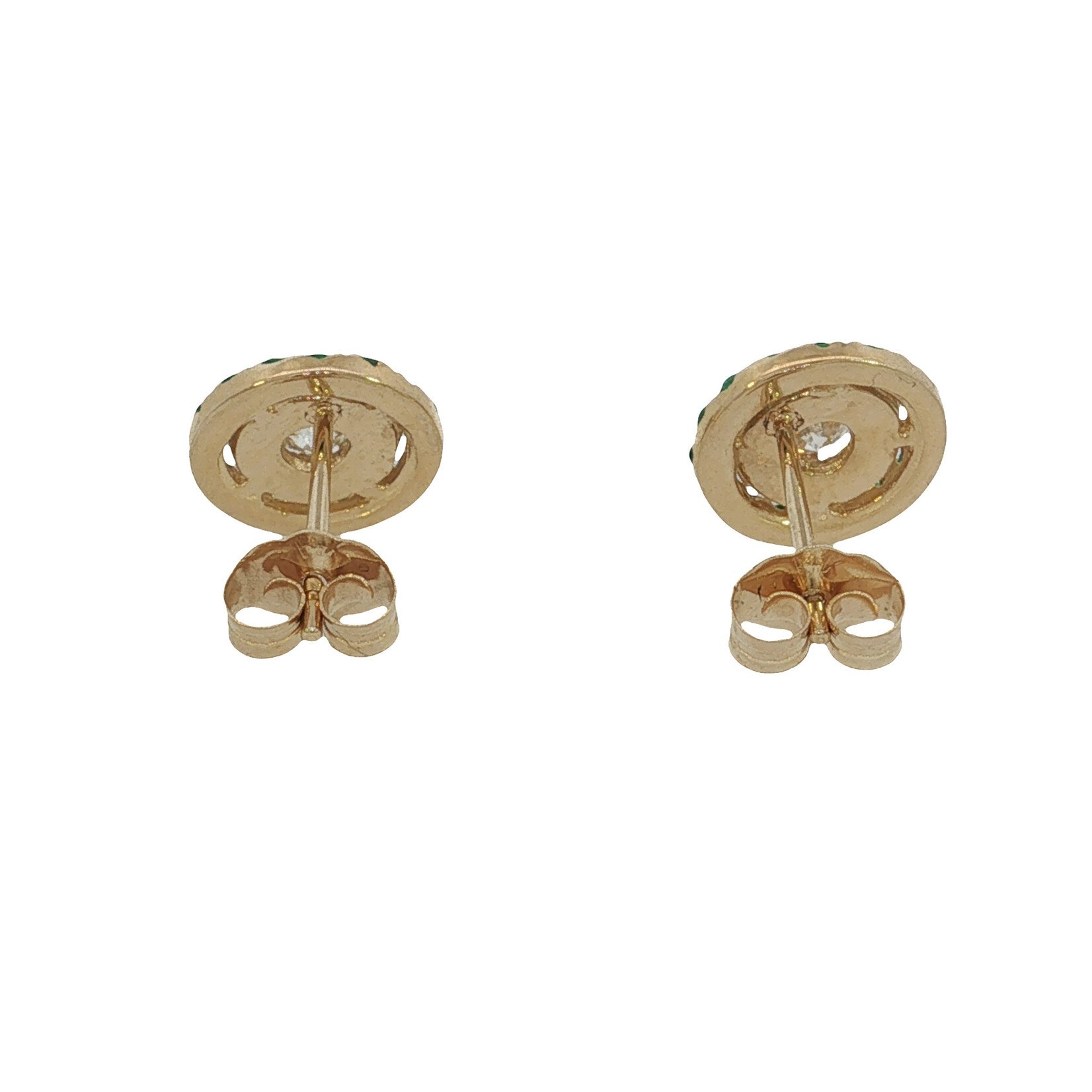 PeJay Creations PeJay 14 Karat Yellow Gold Emerald and Diamond Stud Earrings