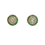 PeJay Creations PeJay 14 Karat Yellow Gold Emerald and Diamond Stud Earrings