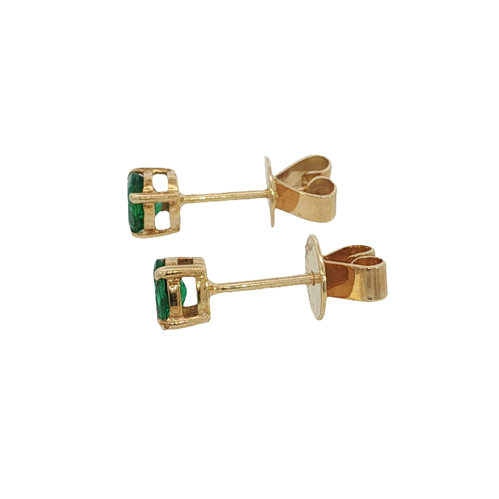 18 Karat Yellow Gold Emerald Prong set Oval  studs